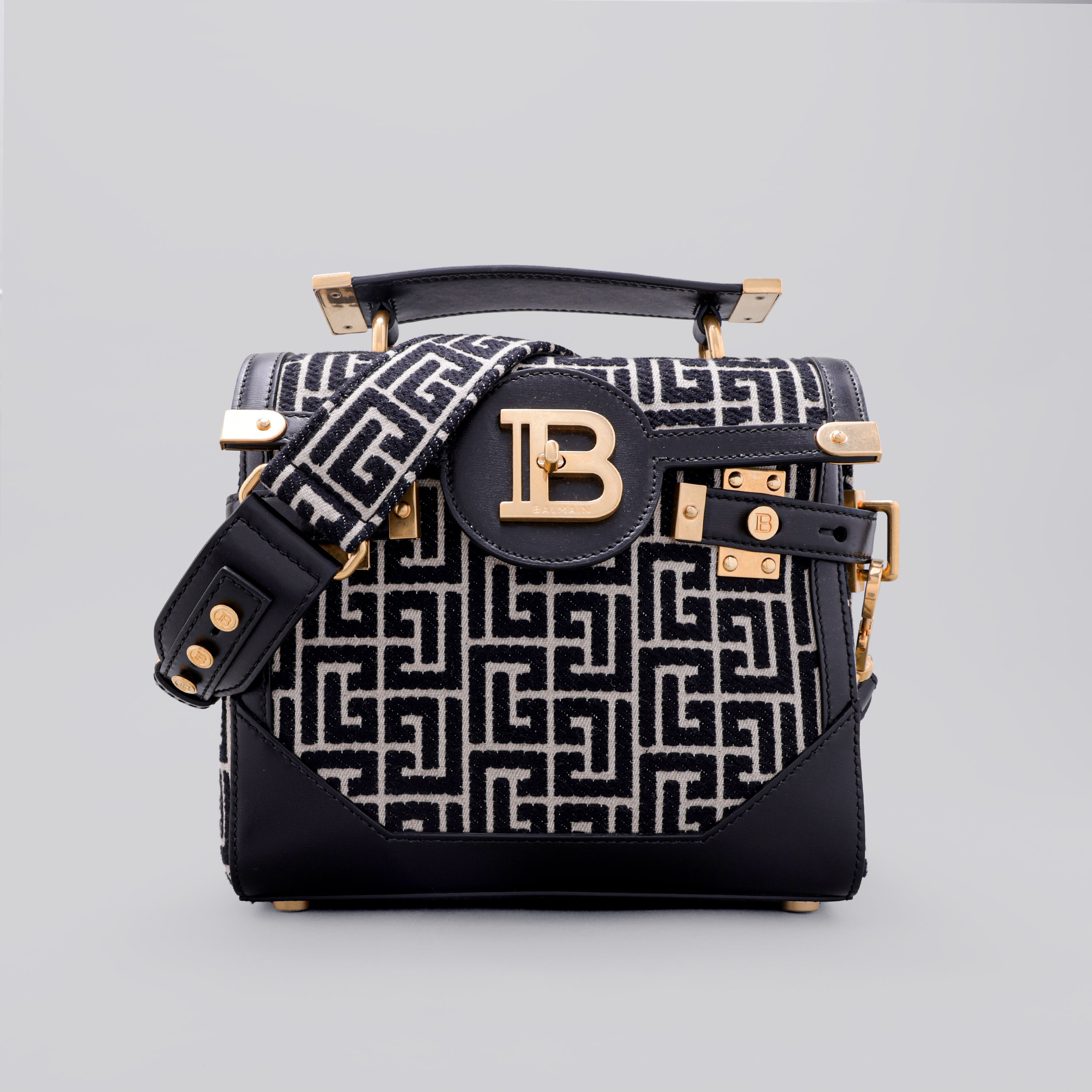 Cartera Negra Balmain Crossbody 1945 Jacquard