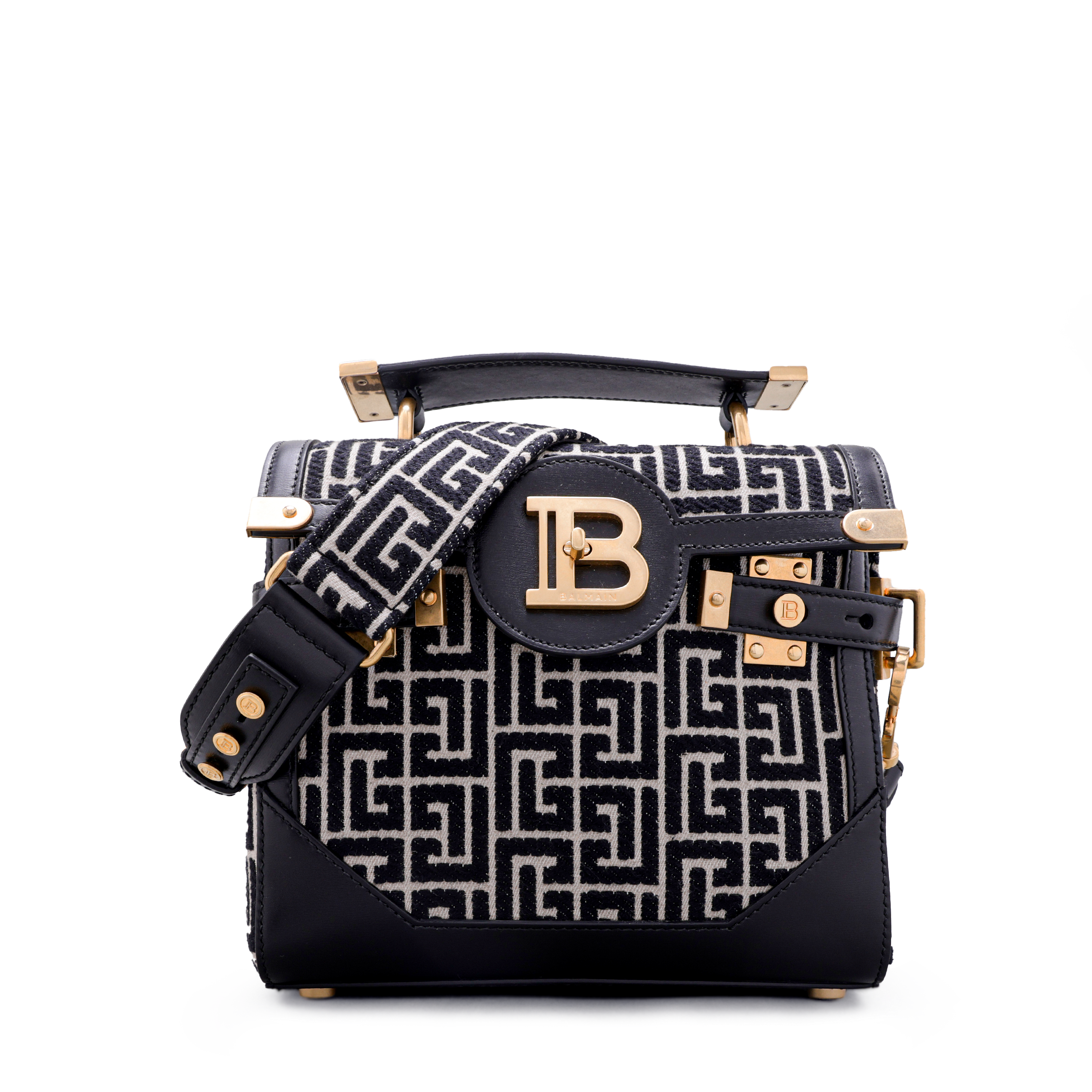 Cartera Negra Balmain Crossbody 1945 Jacquard