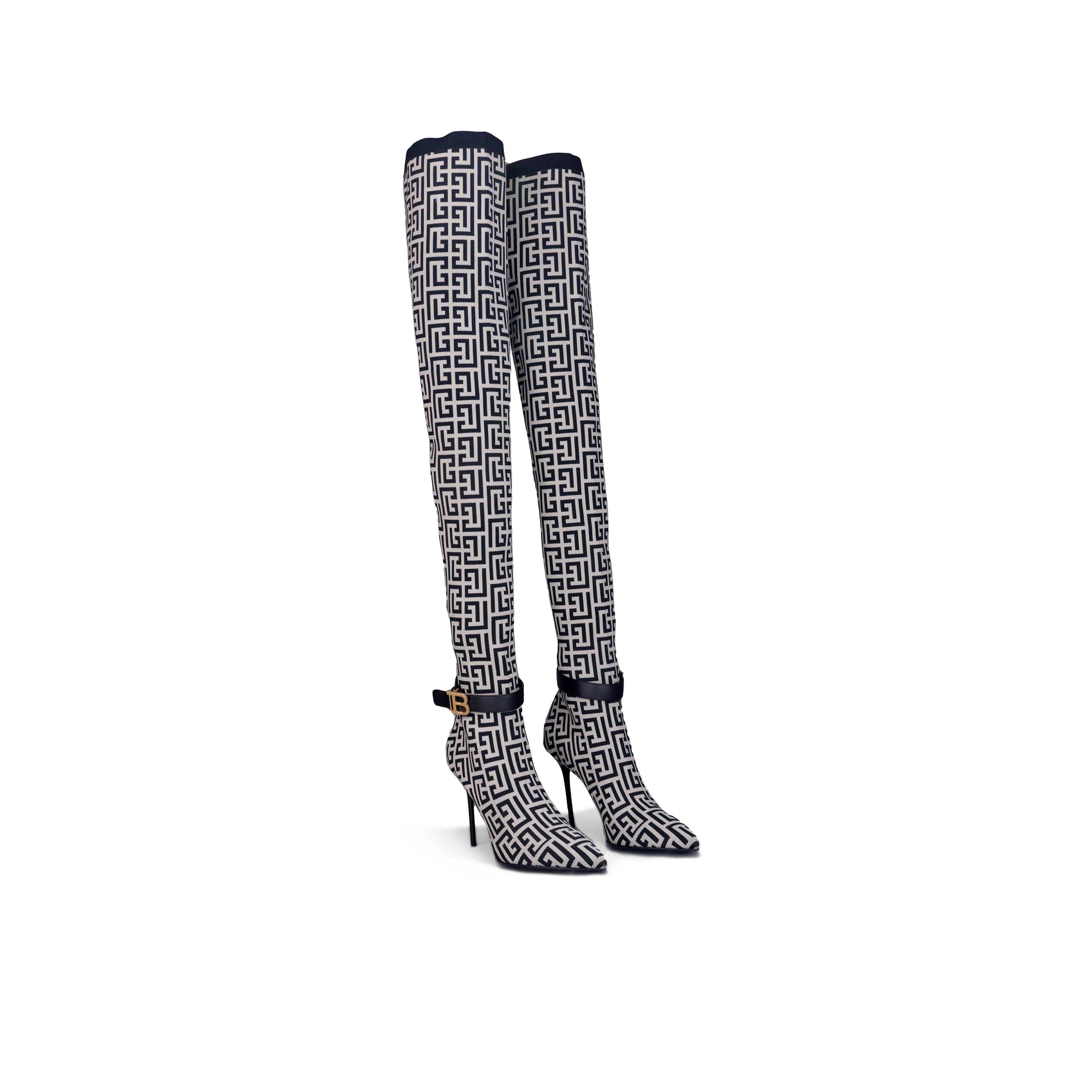 Botas Negras Balmain Monogram Knit