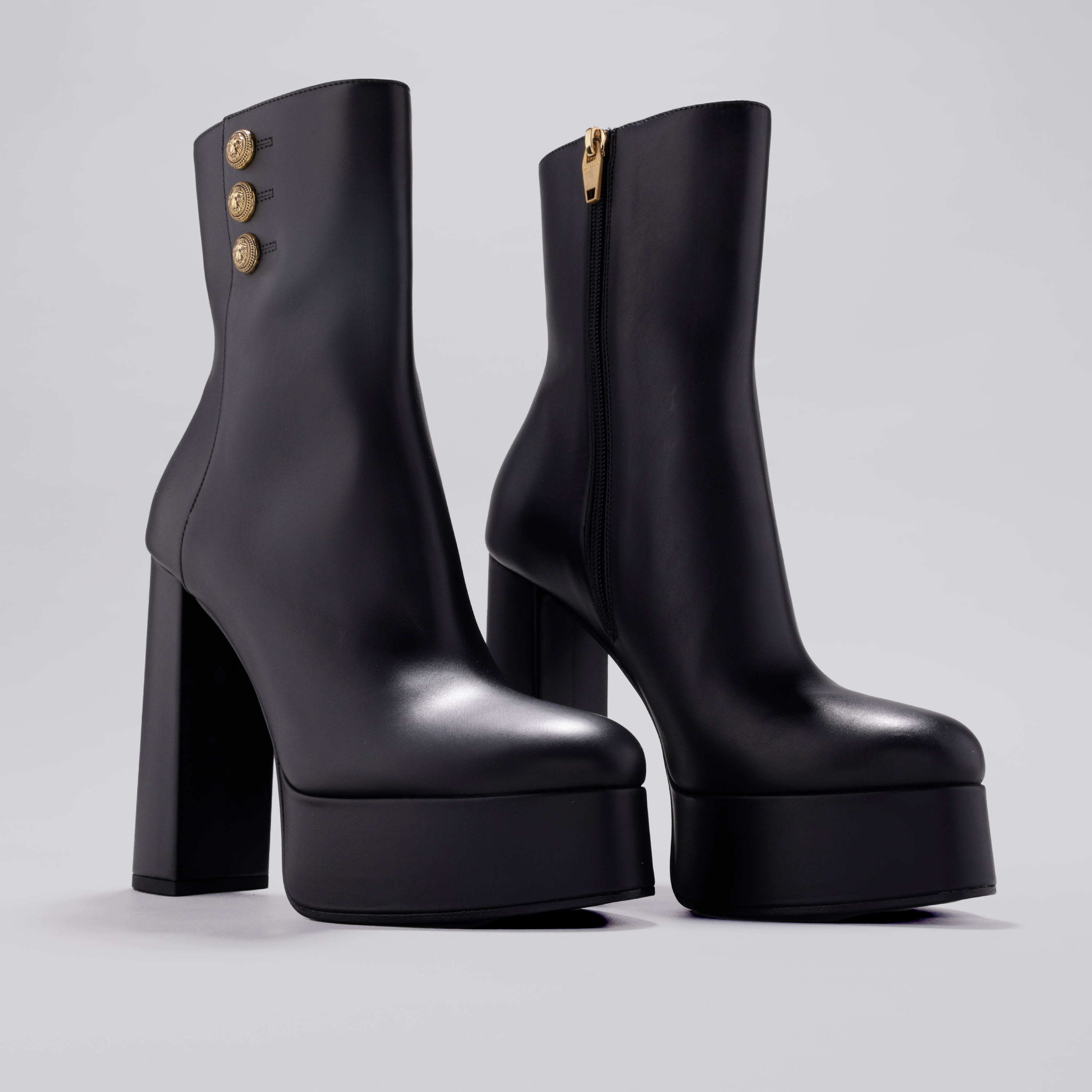 Botas Negras Balmain Brune-Cuir De Veau