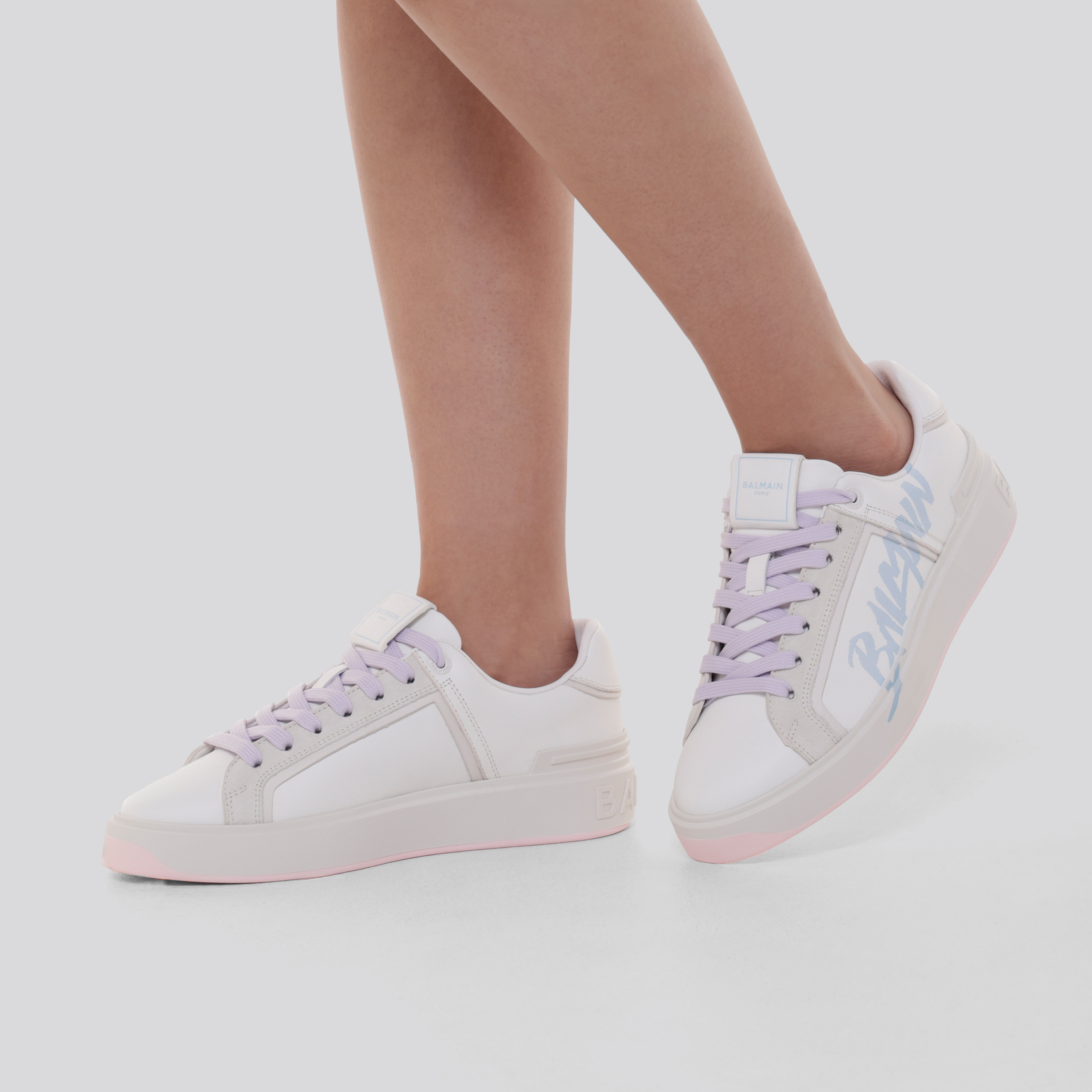 Sneakers Blancos Rosado Balmain B-Court Sign