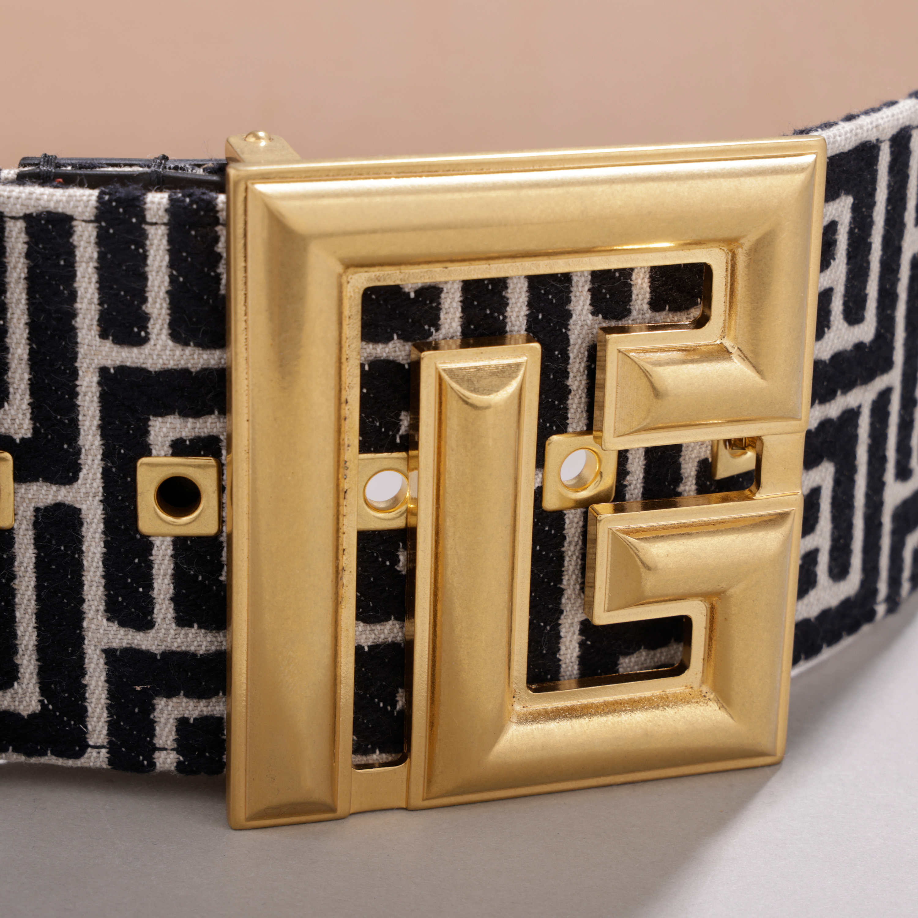 Cinturón Negro Balmain Monogram Jacquard 75 mm