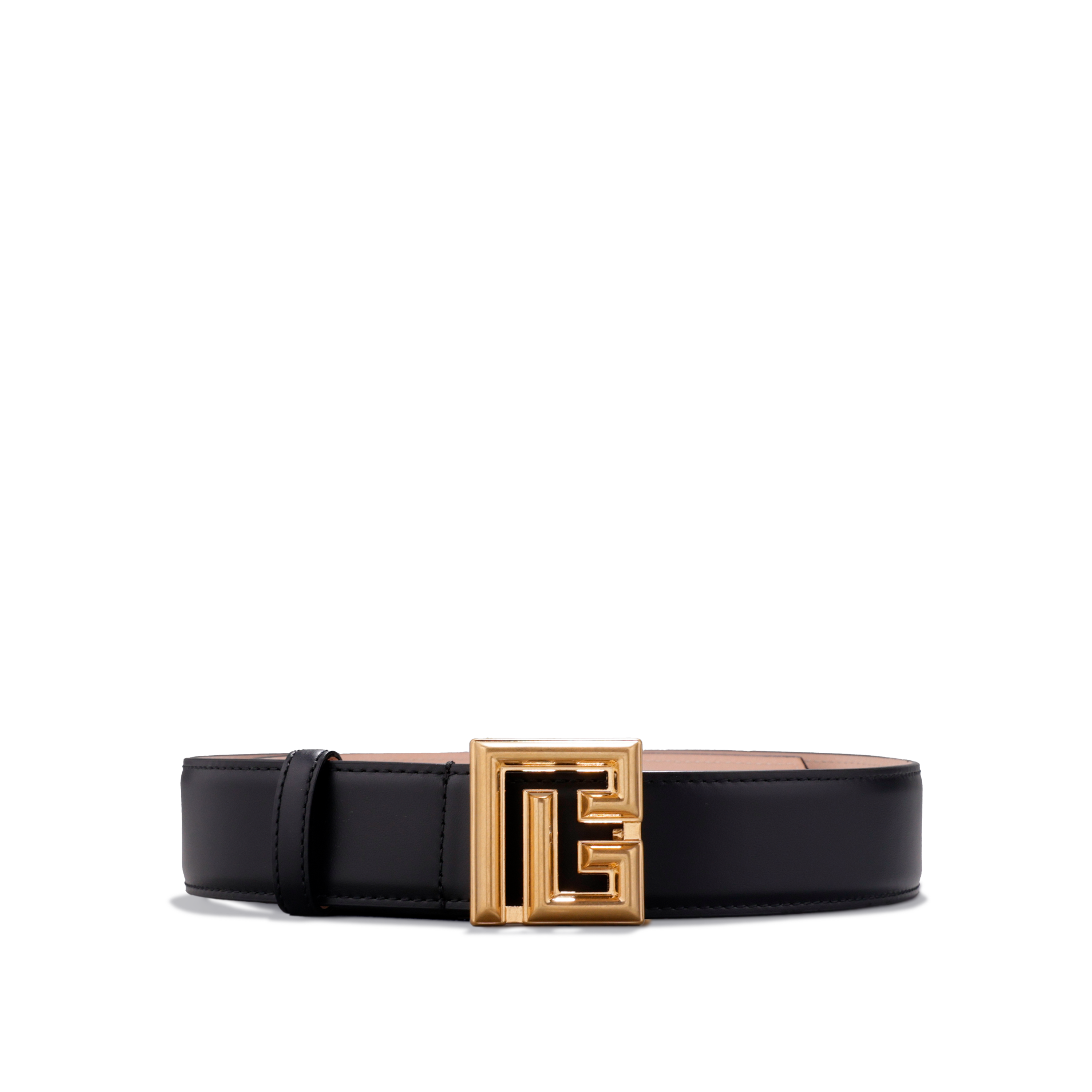 Cinturón Negro Balmain PB Logo Plaque 35 mm