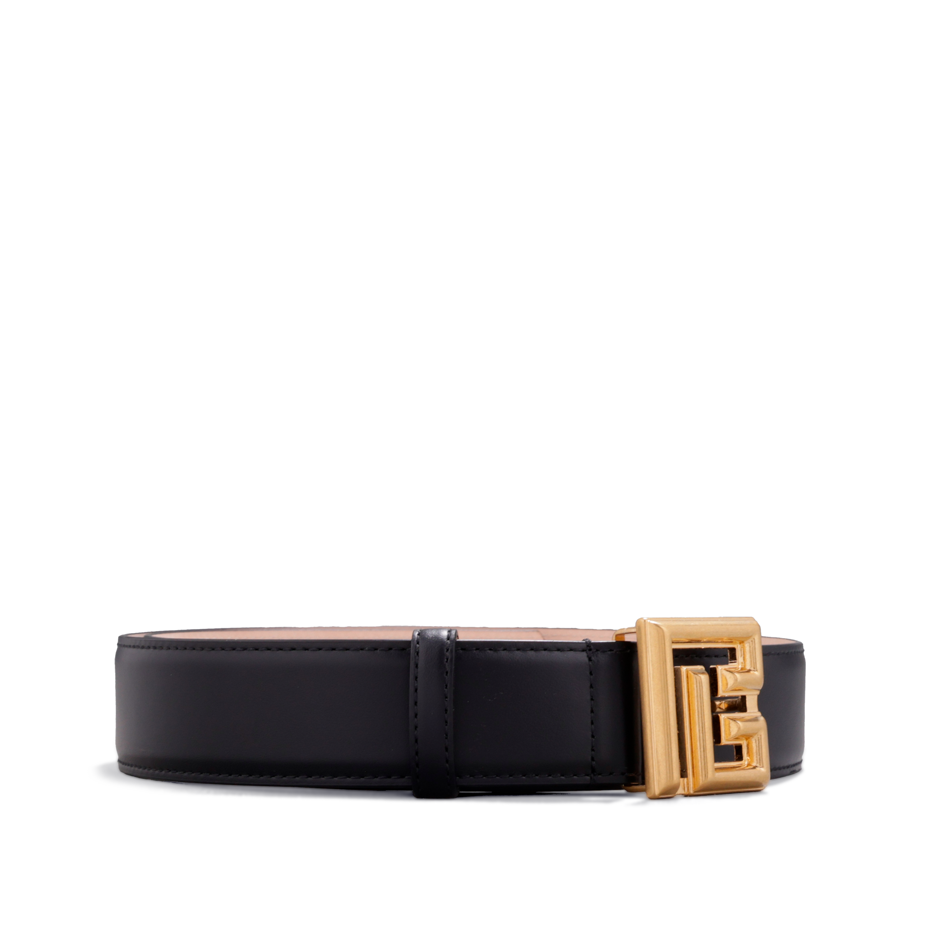 Cinturón Negro Balmain PB Logo Plaque 35 mm