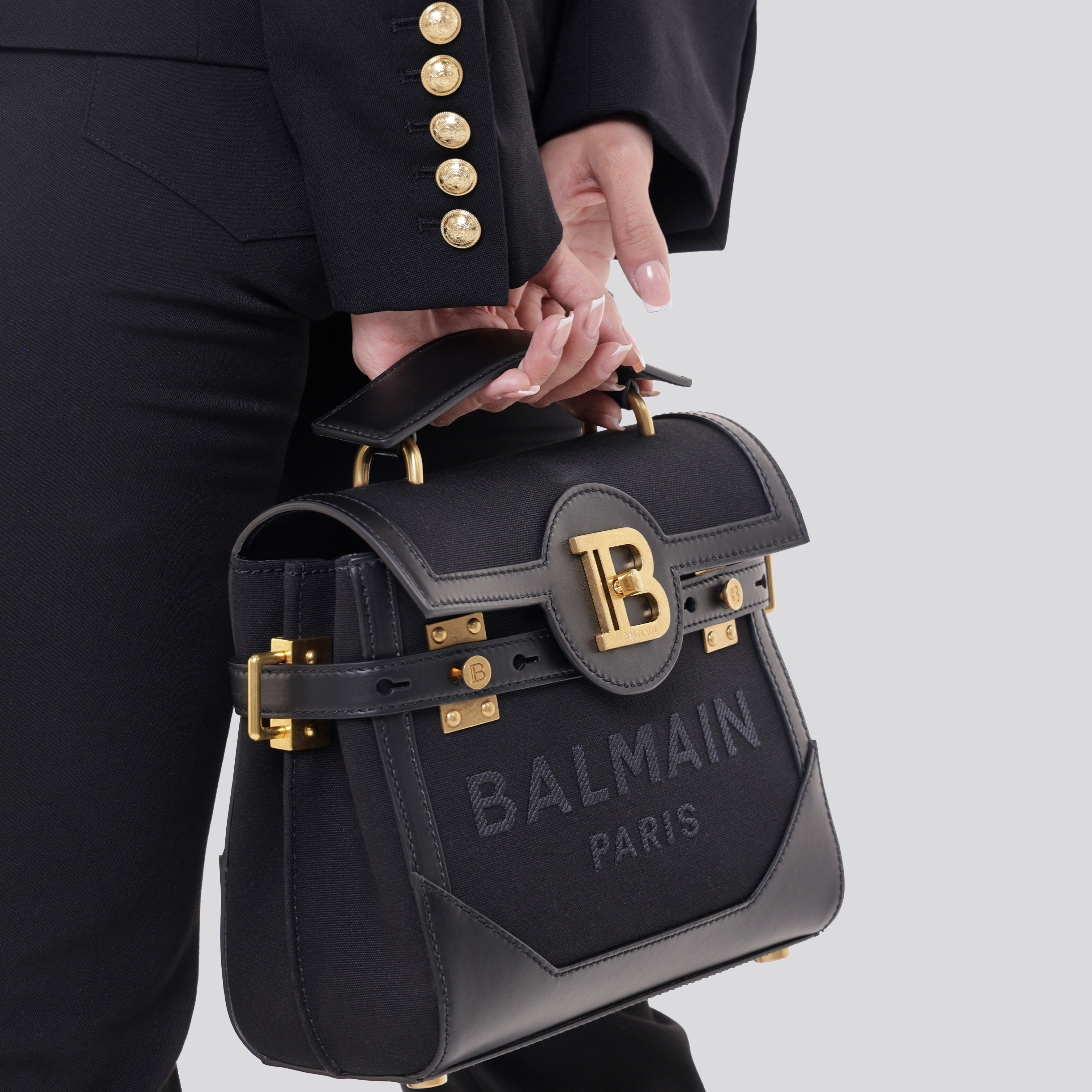 Cartera Negra Balmain Bbuzz 23-Toile&Cuir