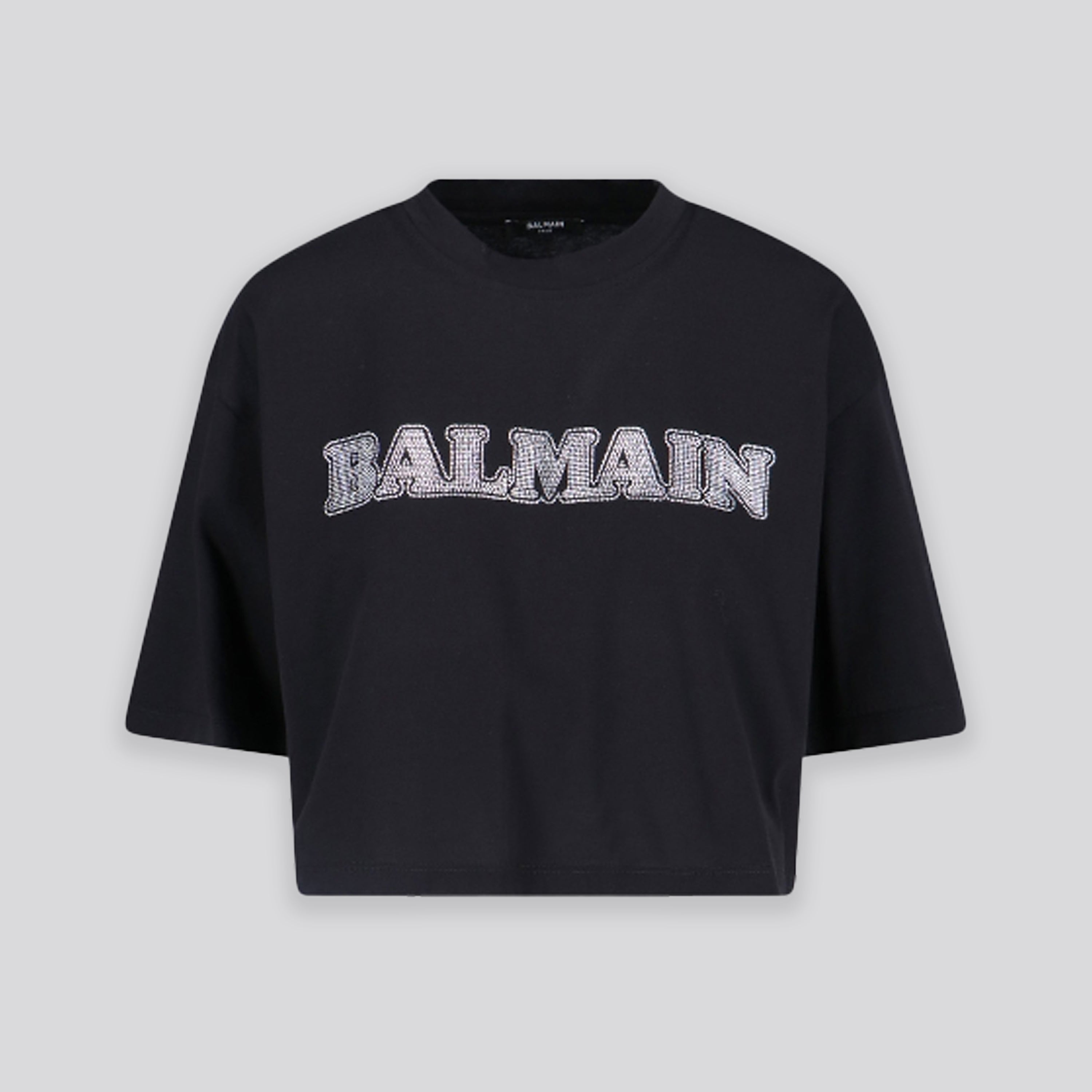 Top Negro Balmain Logo Cropped