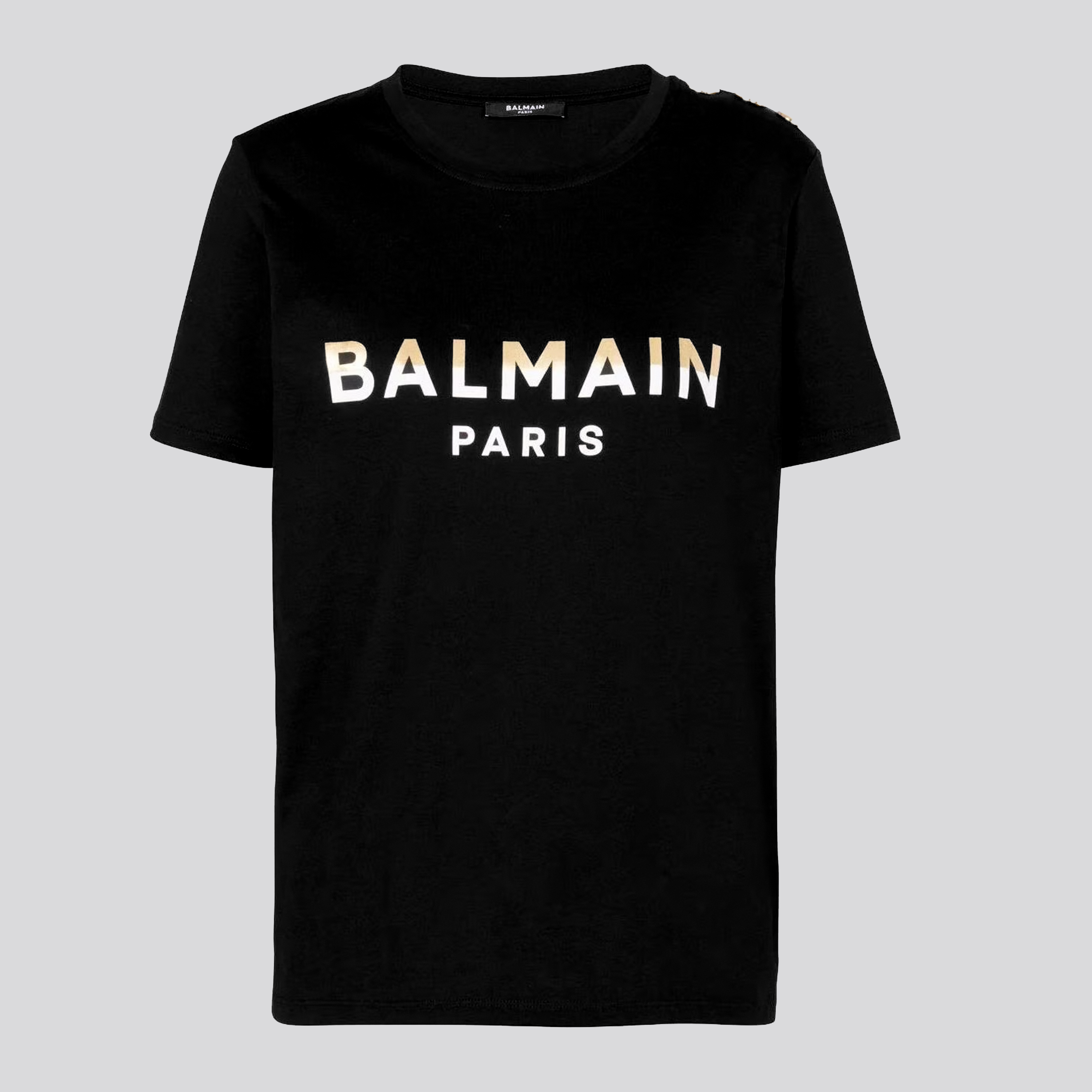 Camiseta Negra Balmain Dorado Paris 3 BTN