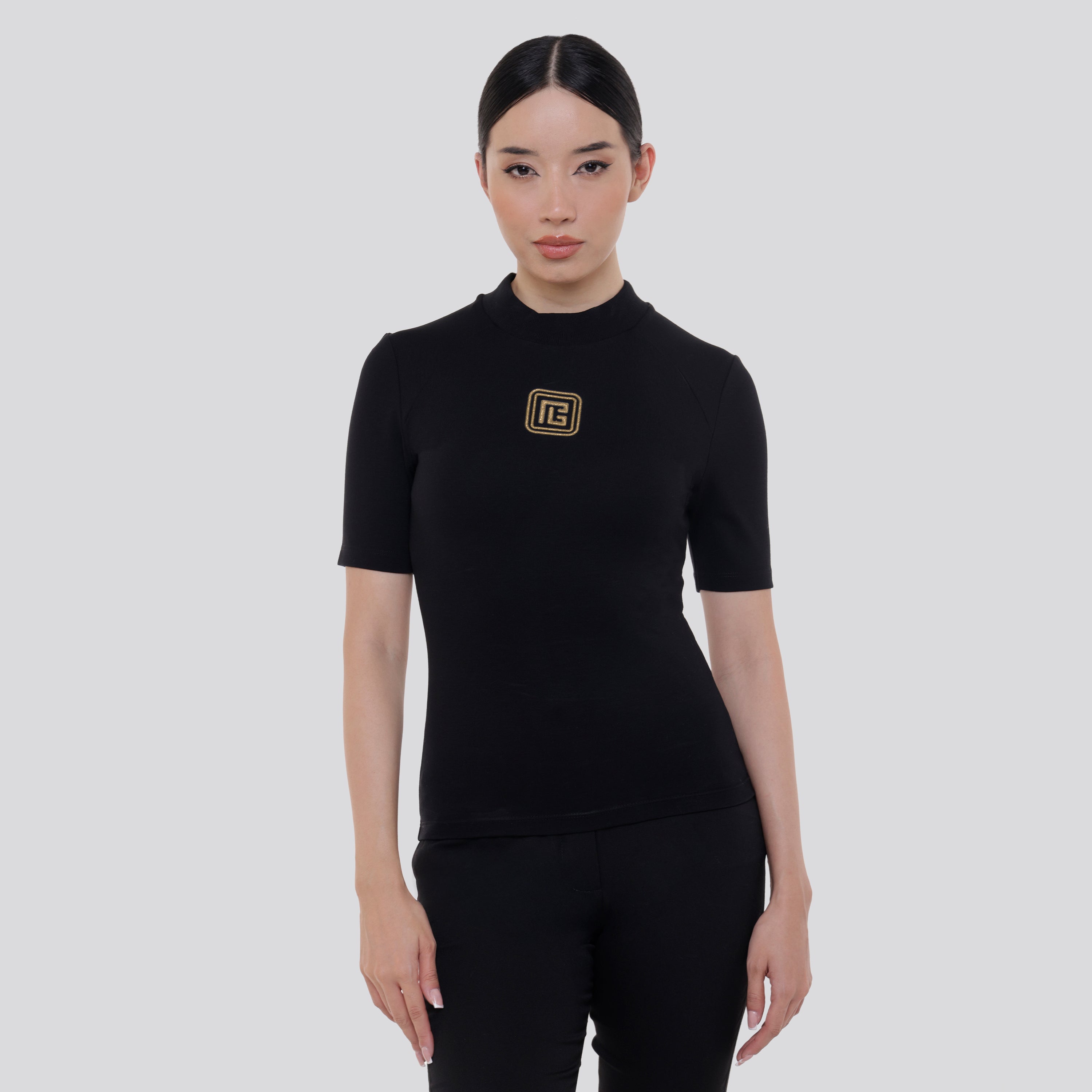 Camiseta Negra Balmain Raglan Retro