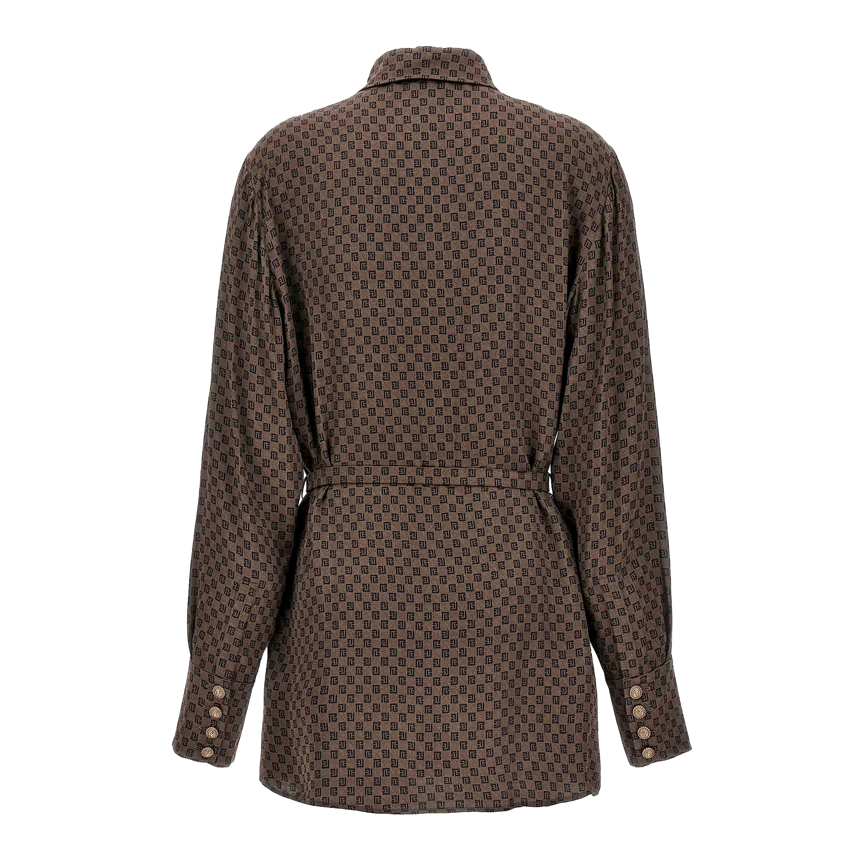 Camisa Café Balmain Mini Monogram Satin