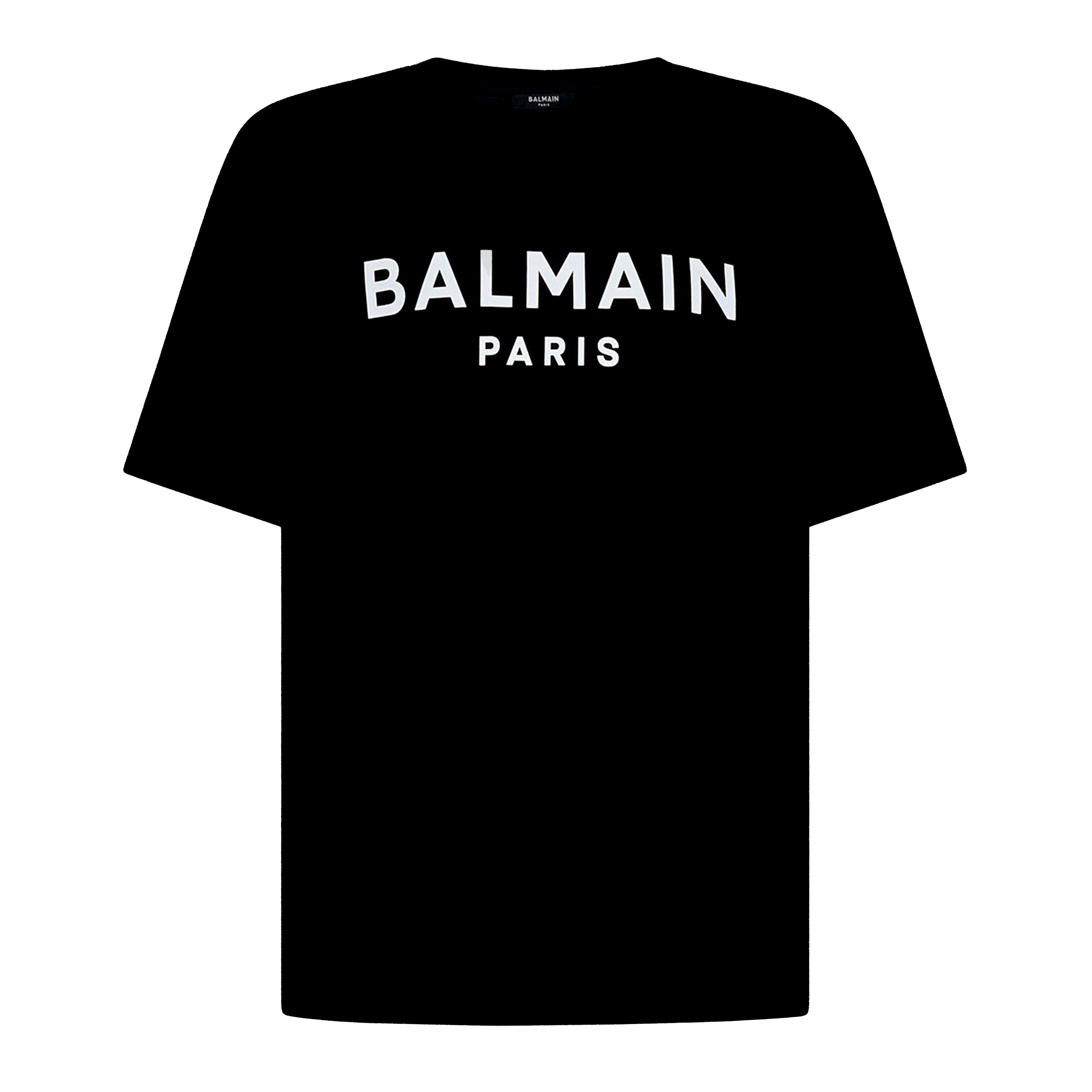 Camiseta Negra Balmain Paris Logo Gold