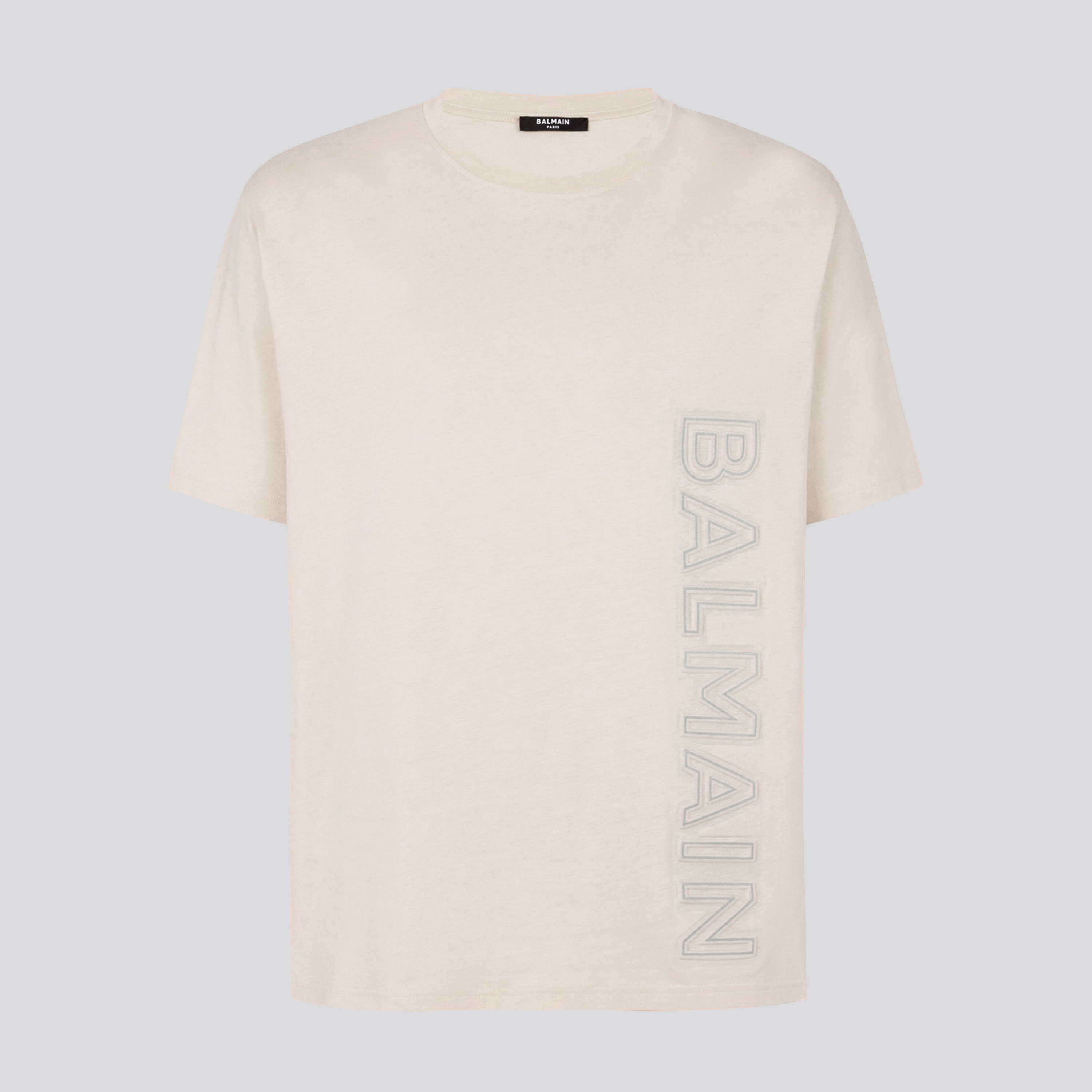 Camiseta Beige Balmain Embossed Reflect