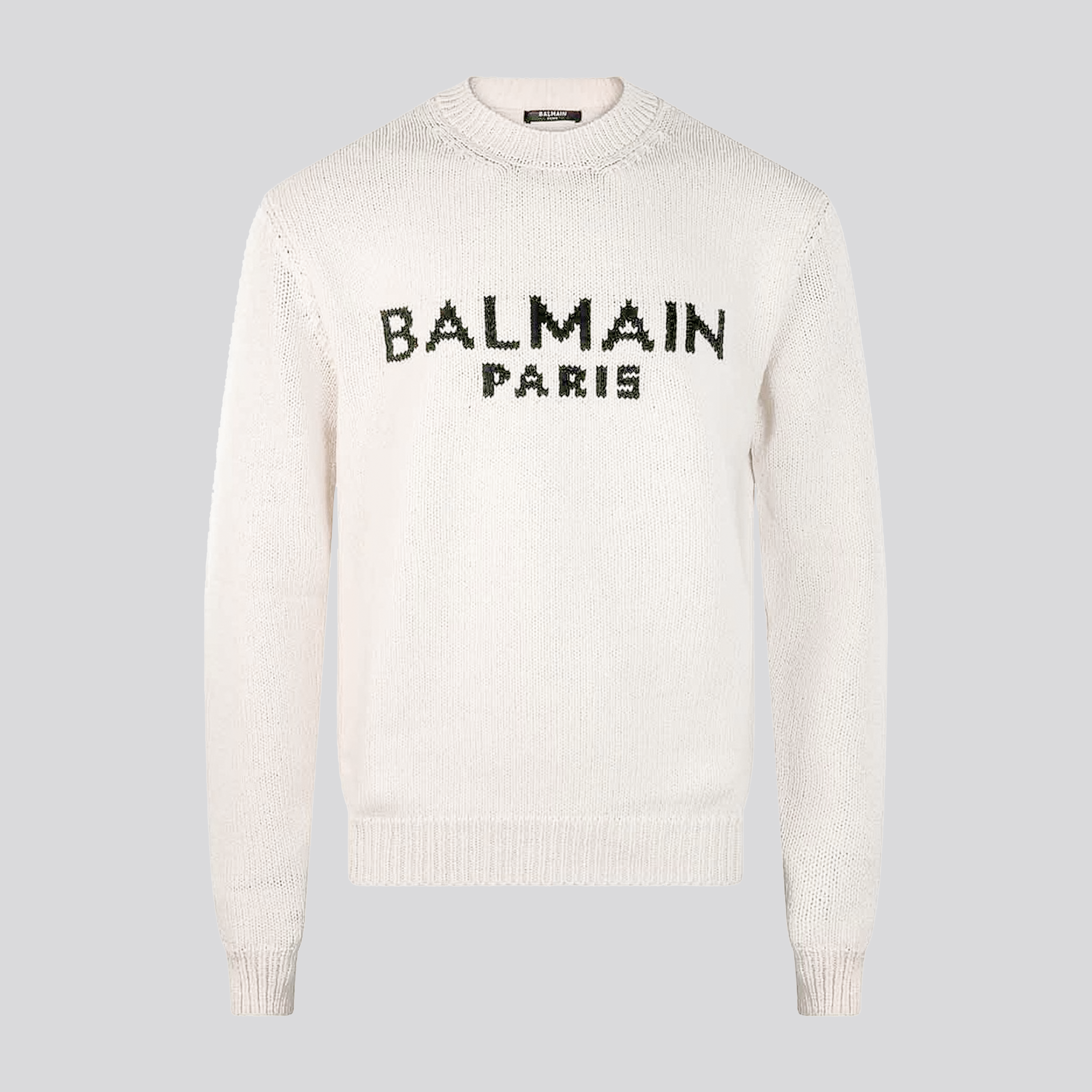 Suéter Blanco Balmain Paris Logo