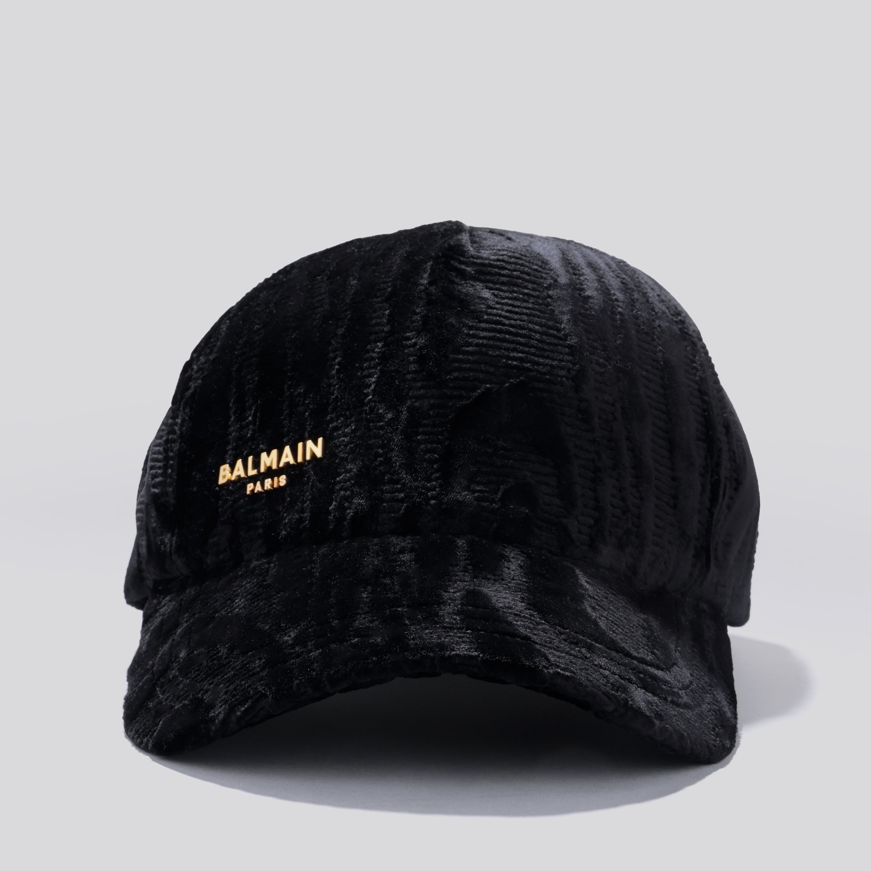 Gorra Negra Balmain Gold Logo