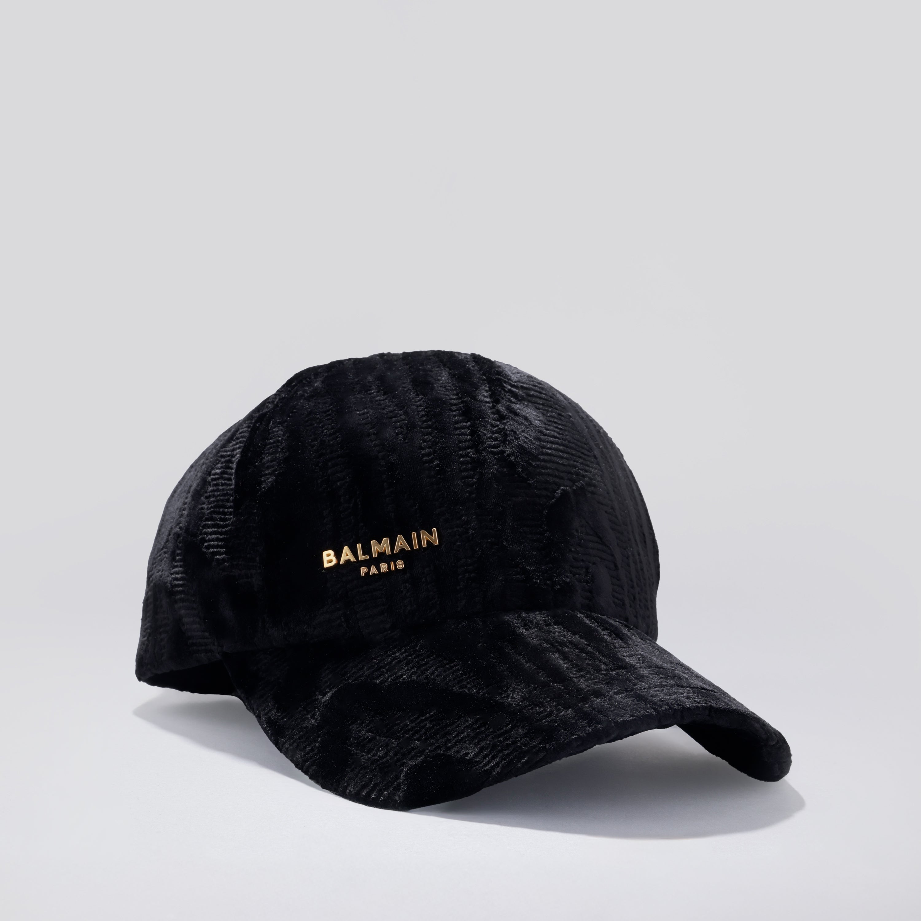 Gorra Negra Balmain Gold Logo