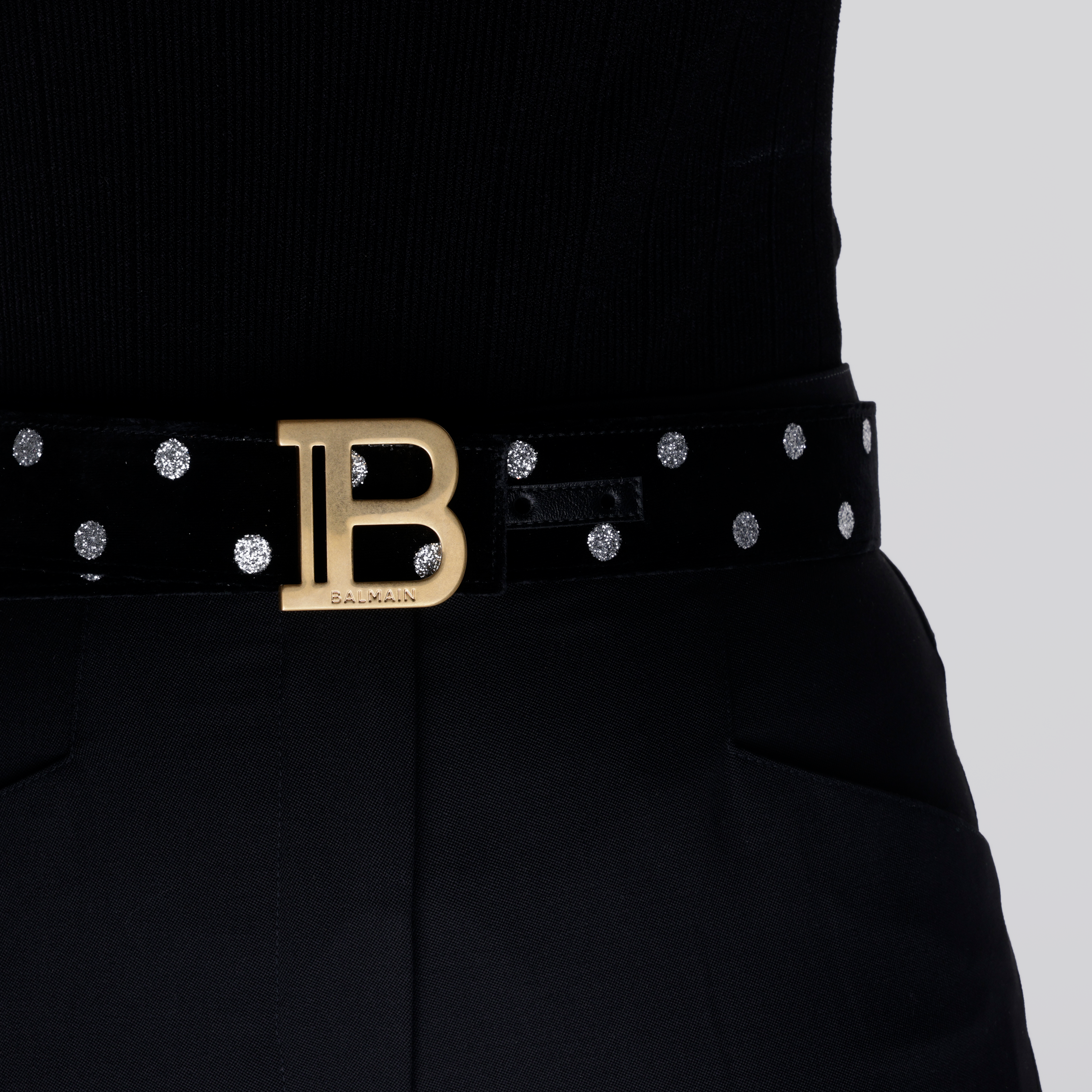 Cinturón Negro Balmain Rhinestones