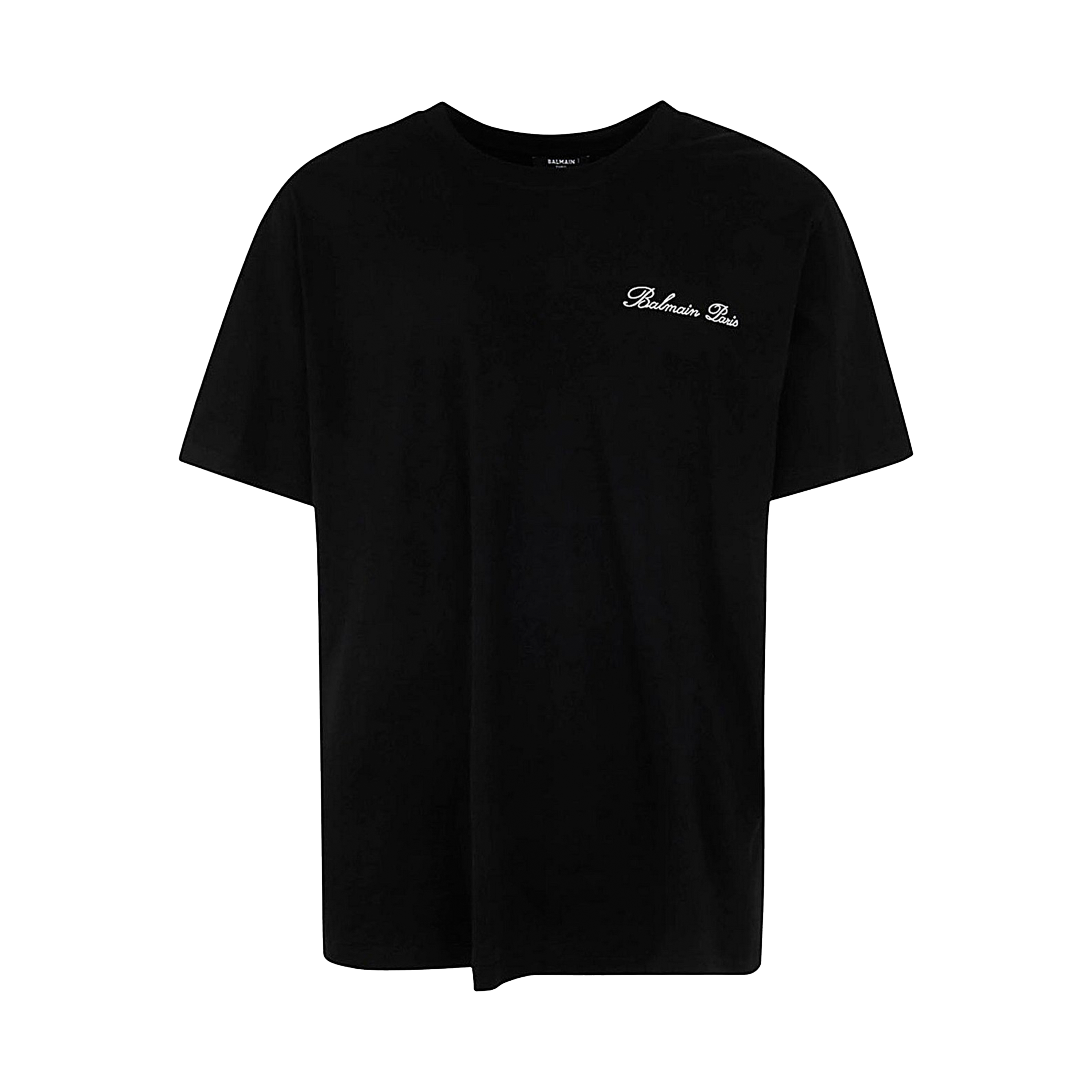 Camiseta Negra Balmain Signature Embroidered