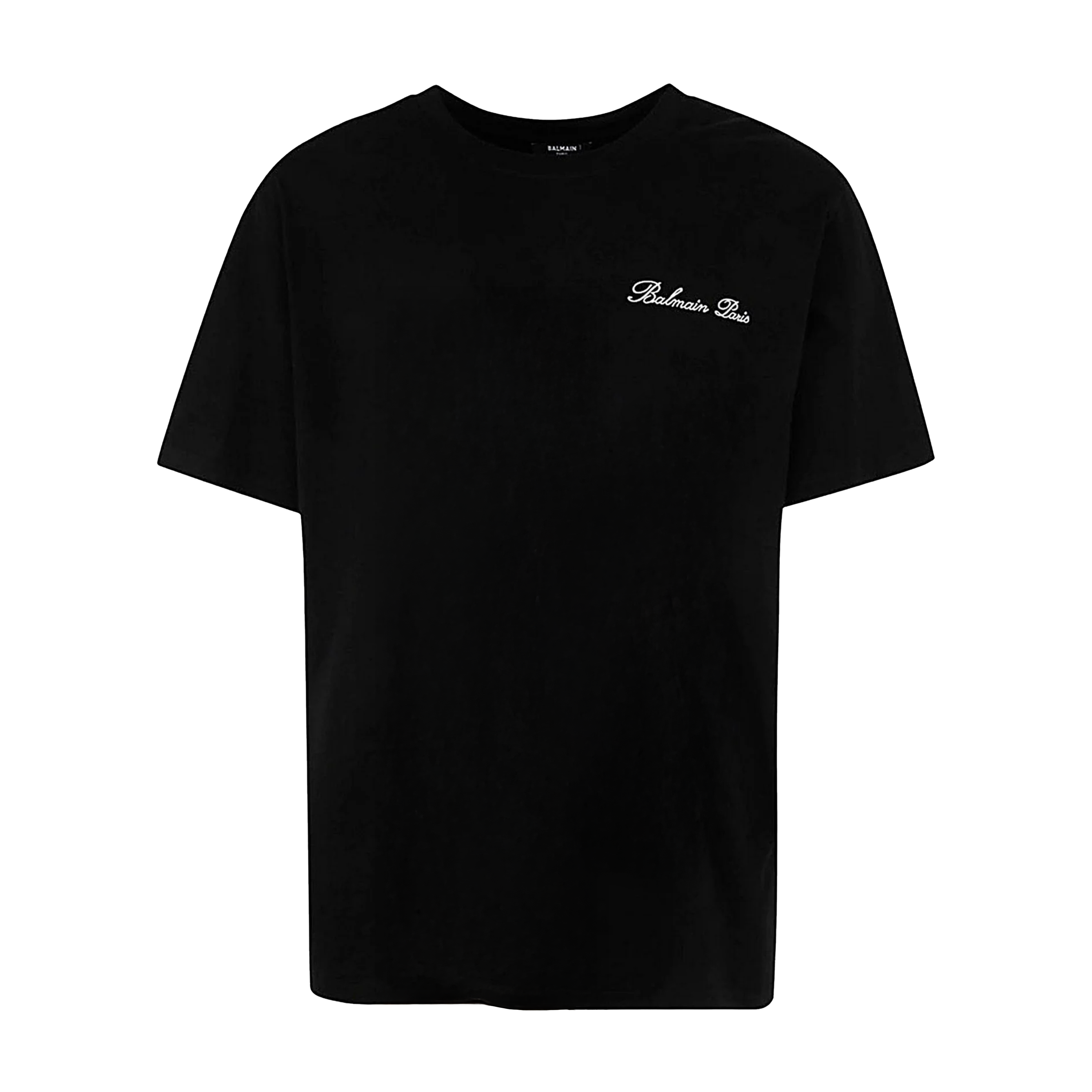 Camiseta Negra Balmain Signature Embroidered
