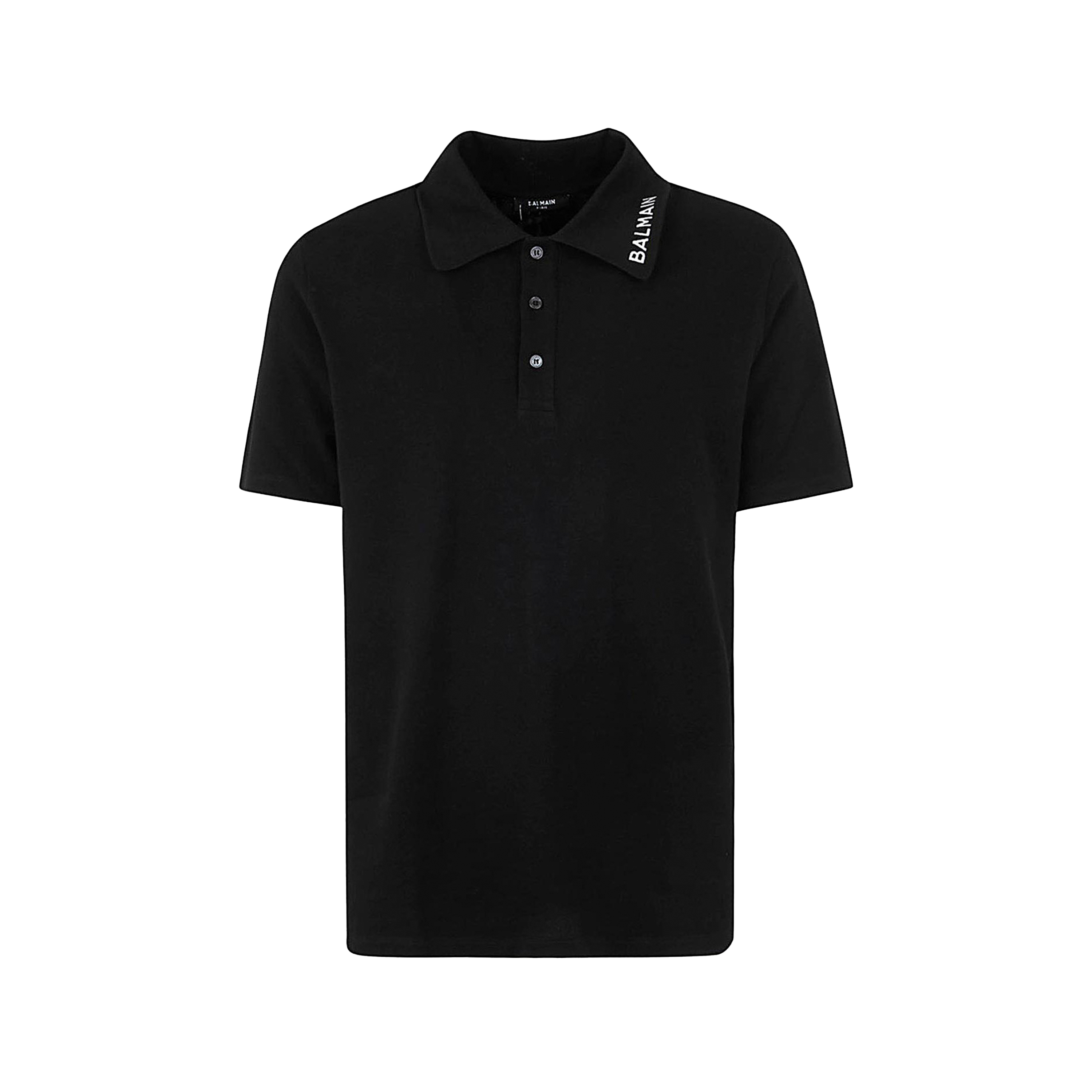 Camiseta Tipo Polo Negra Balmain Stitch Collar