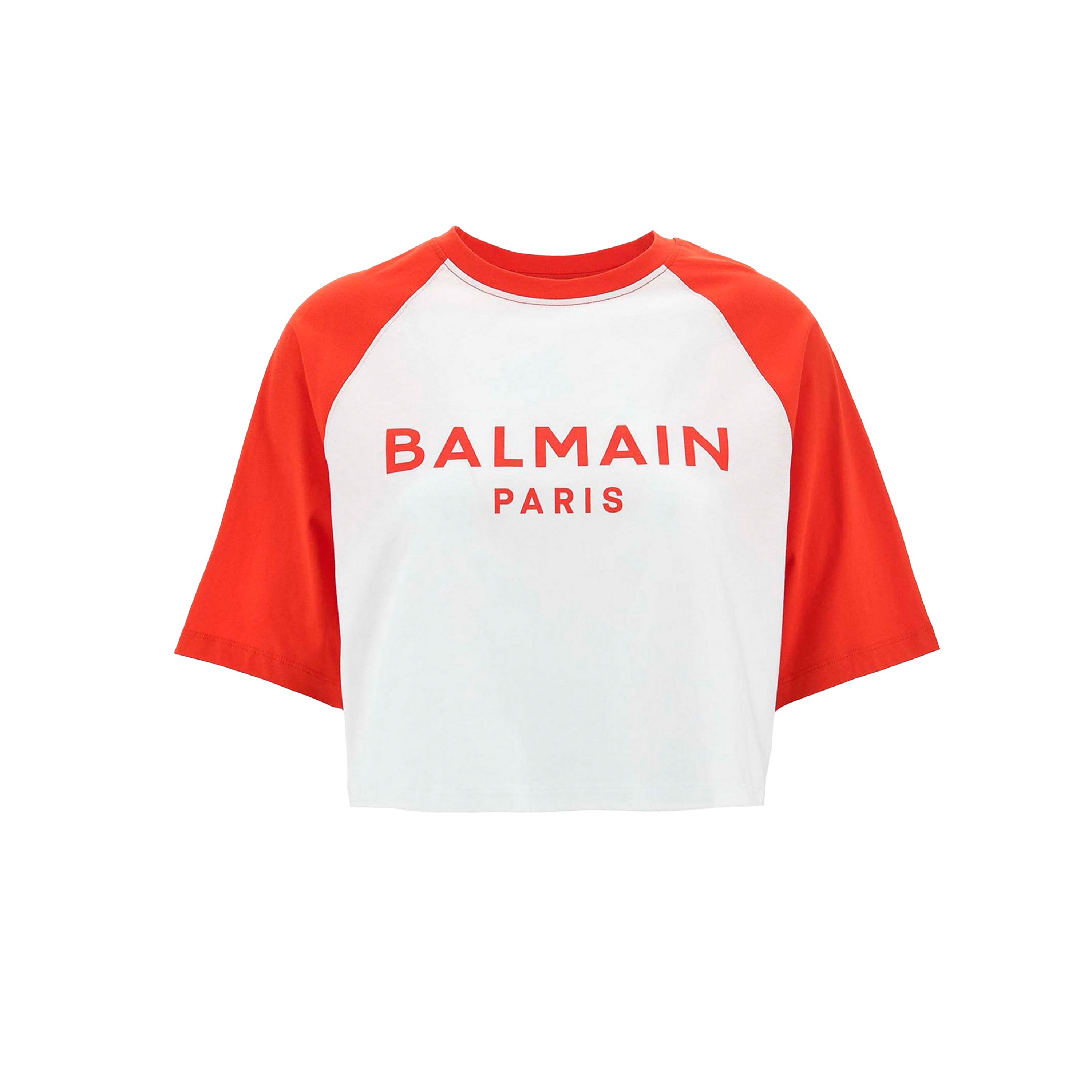 Camiseta Blanca Balmain Paris Logo Cropped