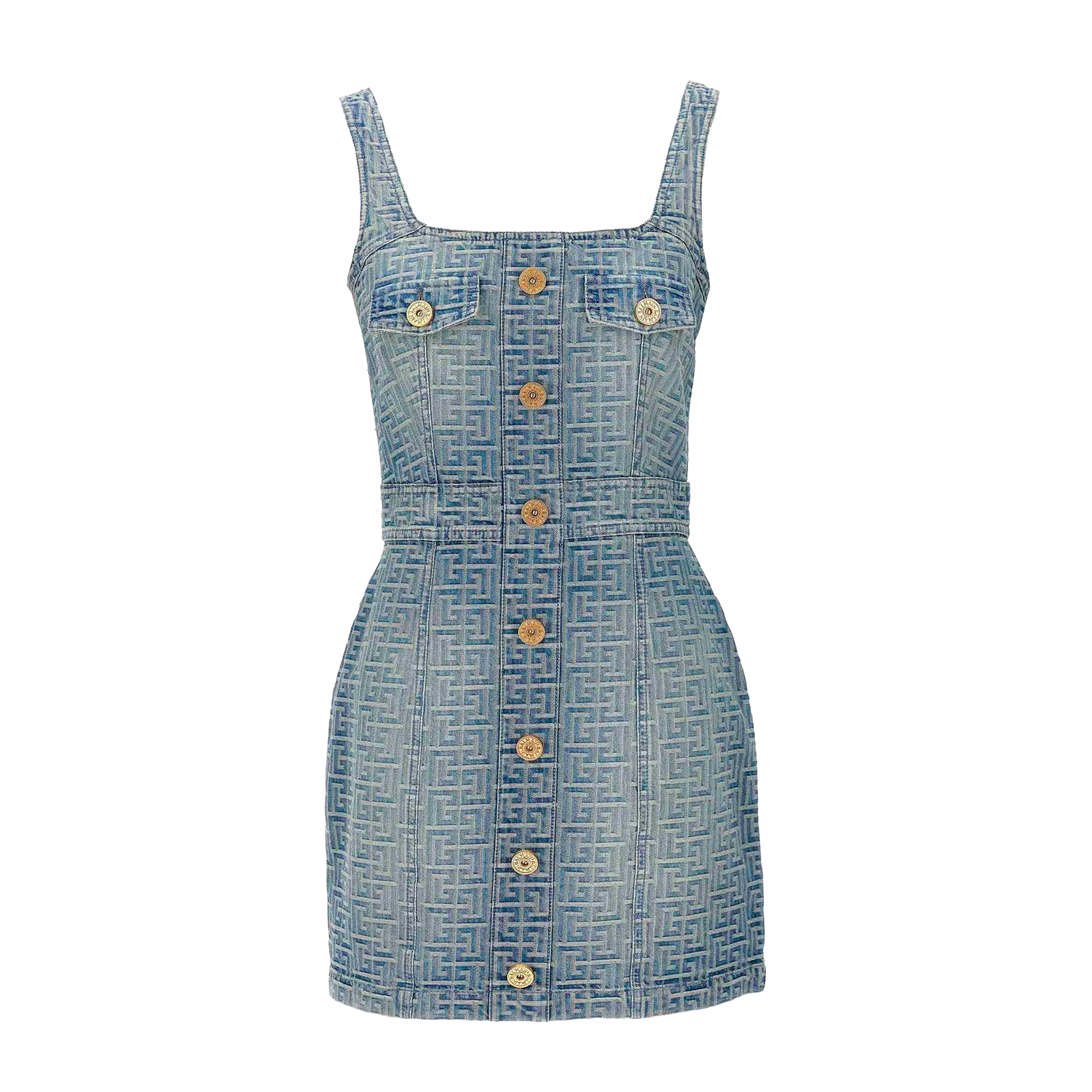 Vestido Denim Balmain Monogram