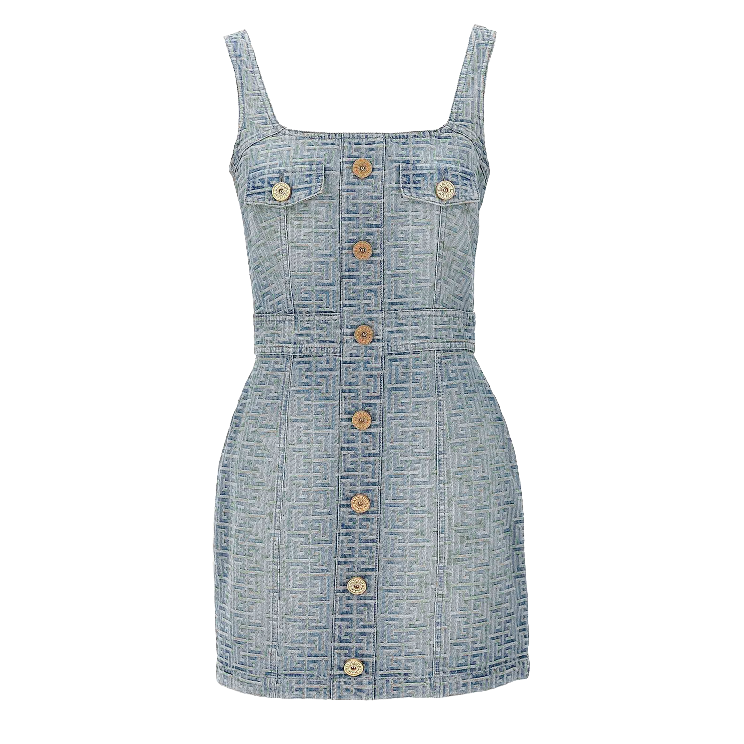 Vestido Denim Balmain Monogram