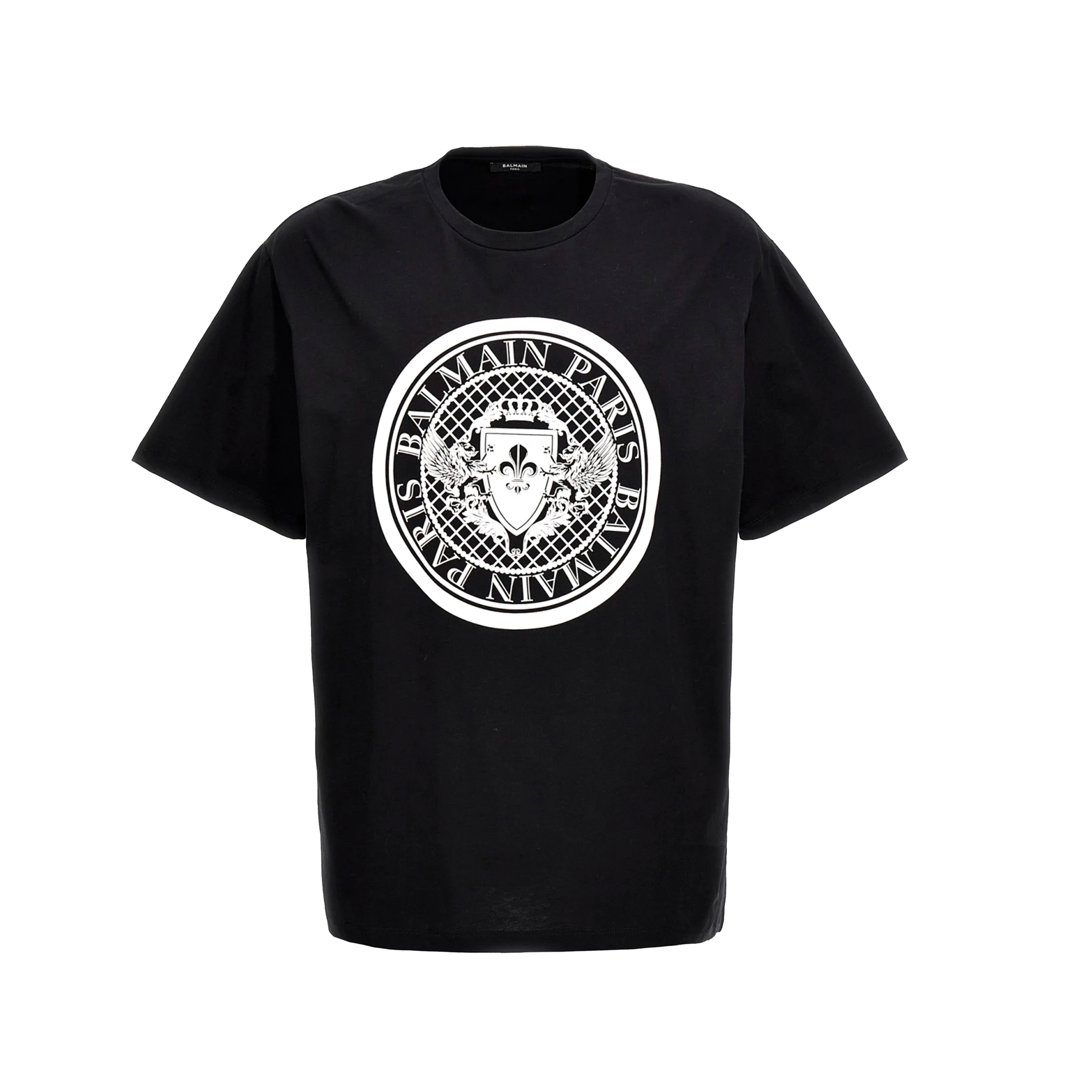 Camiseta Negra Balmain Coin Flock