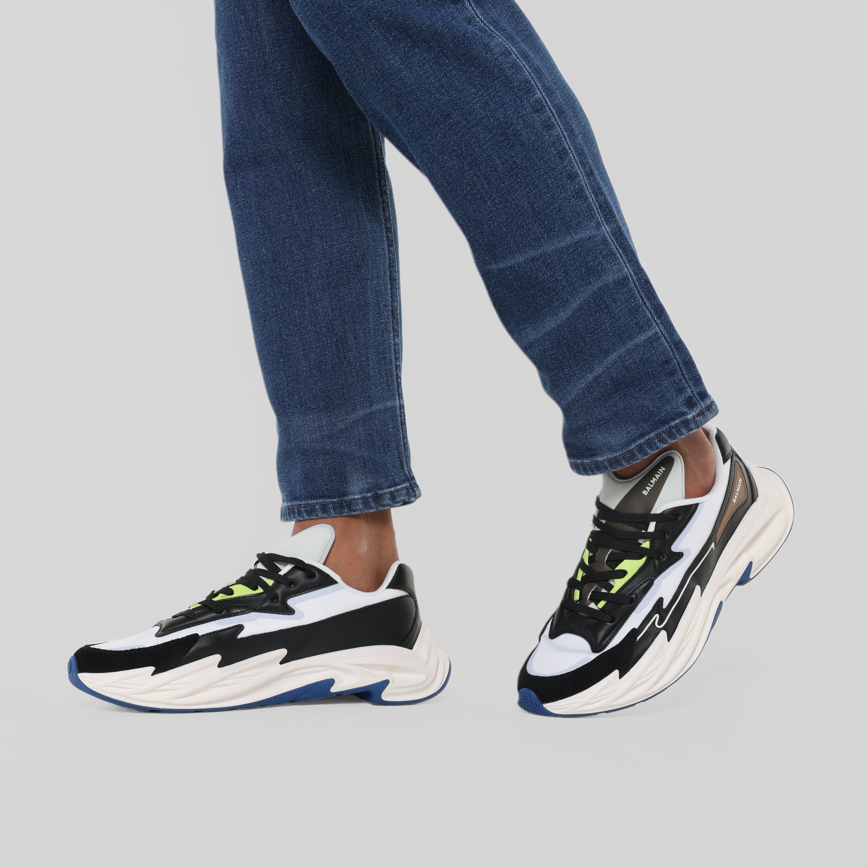 Sneakers Blancos Negro Balmain Run-Row Faux