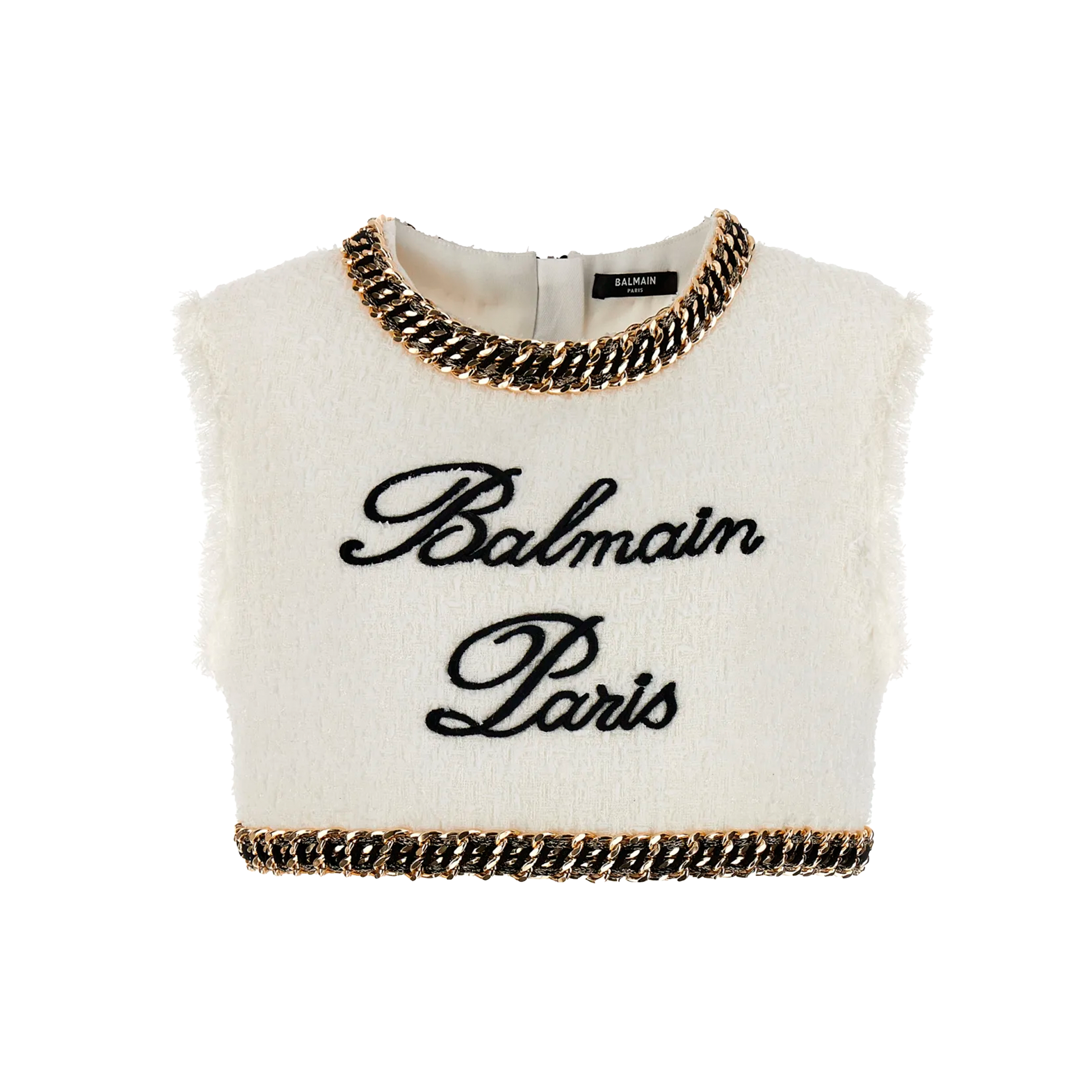 Top Blanco Balmain Logo Signature