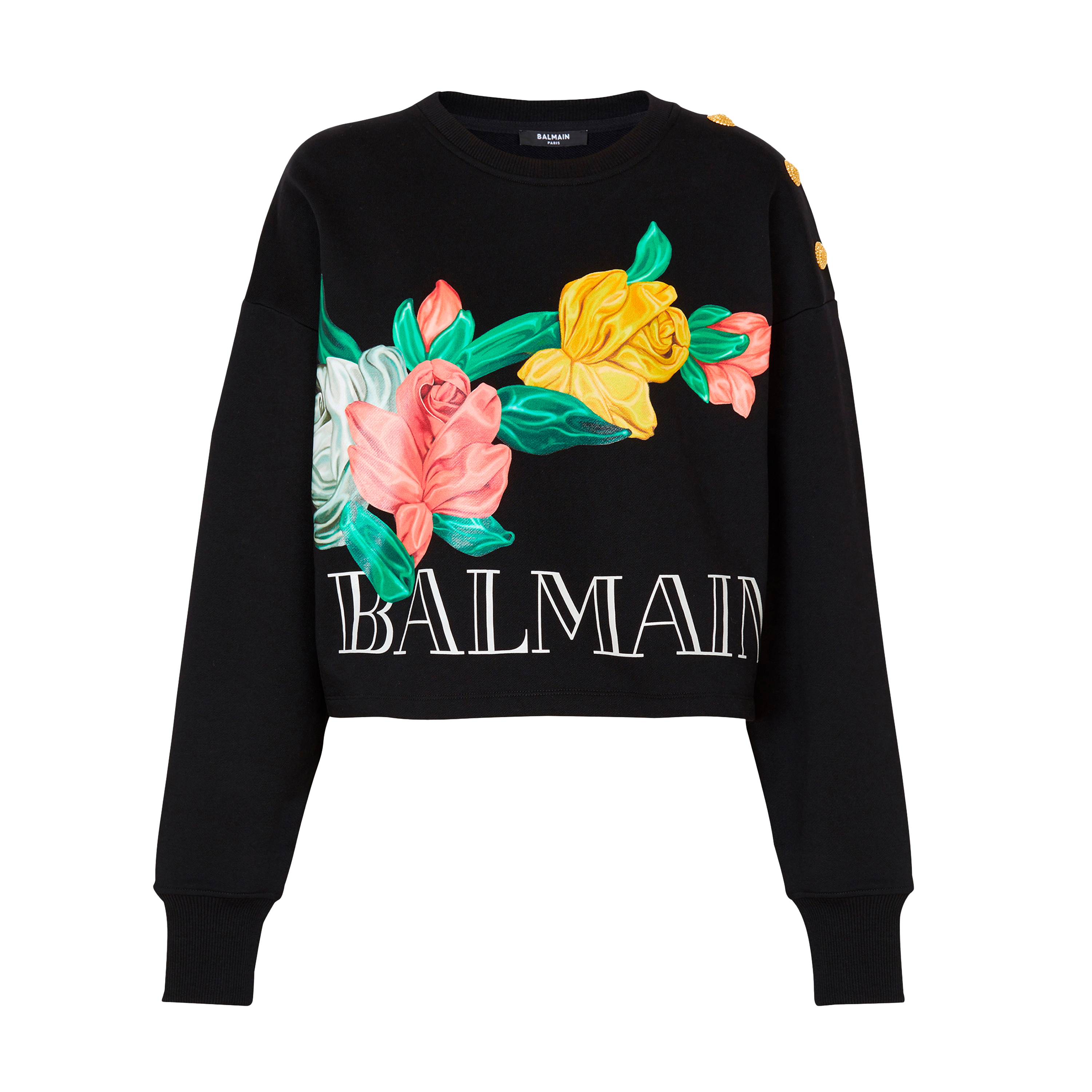 Buzo Negro Balmain Cropped 3Btn