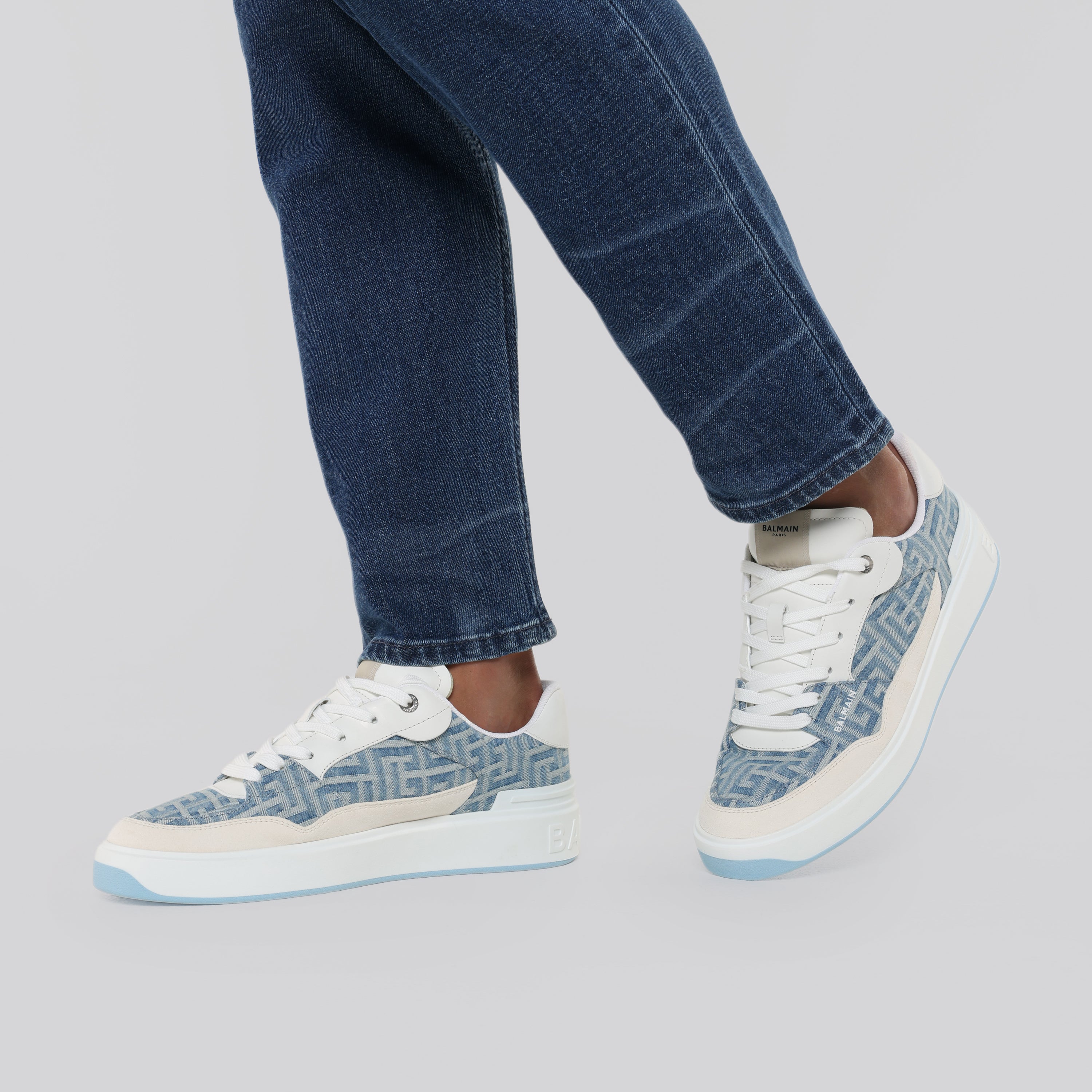 Sneakers Denim Balmain B-Court Labyrinth Mng Denim