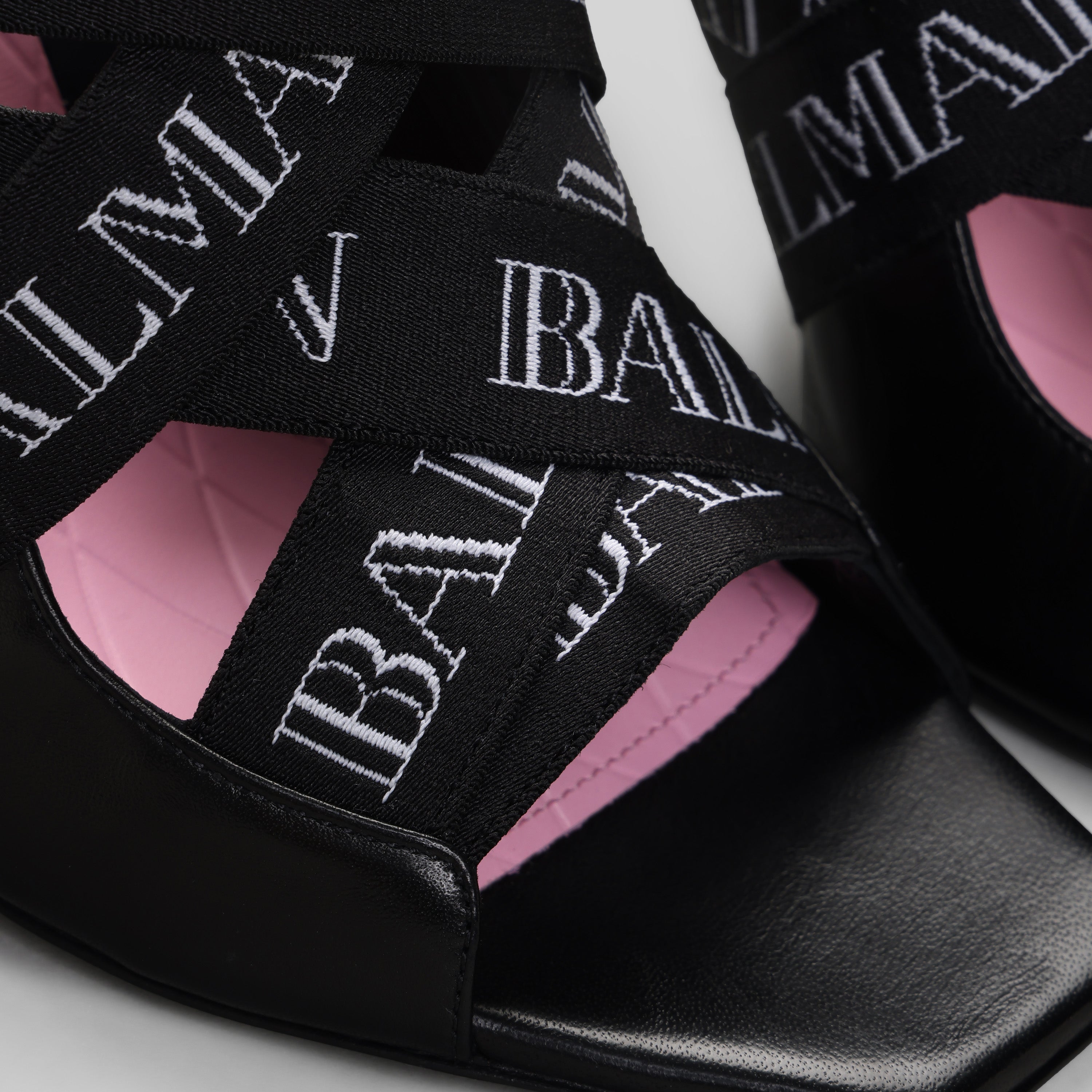 Sandalias Negras Balmain Mule Ruby Logo