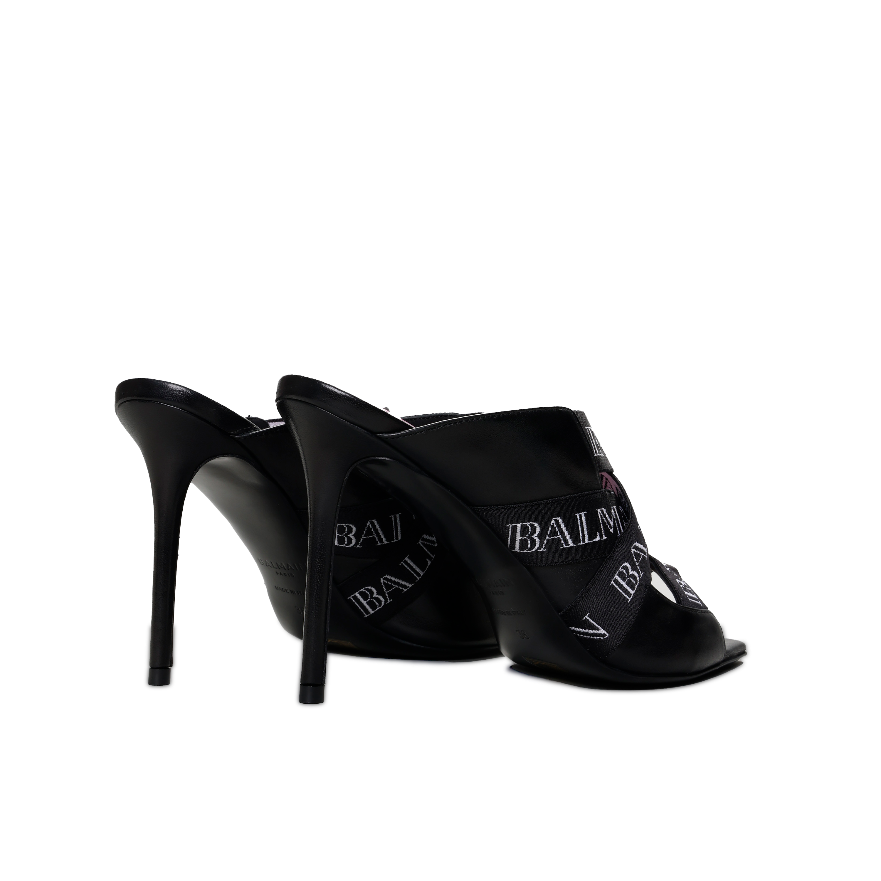 Sandalias Negras Balmain Mule Ruby Logo