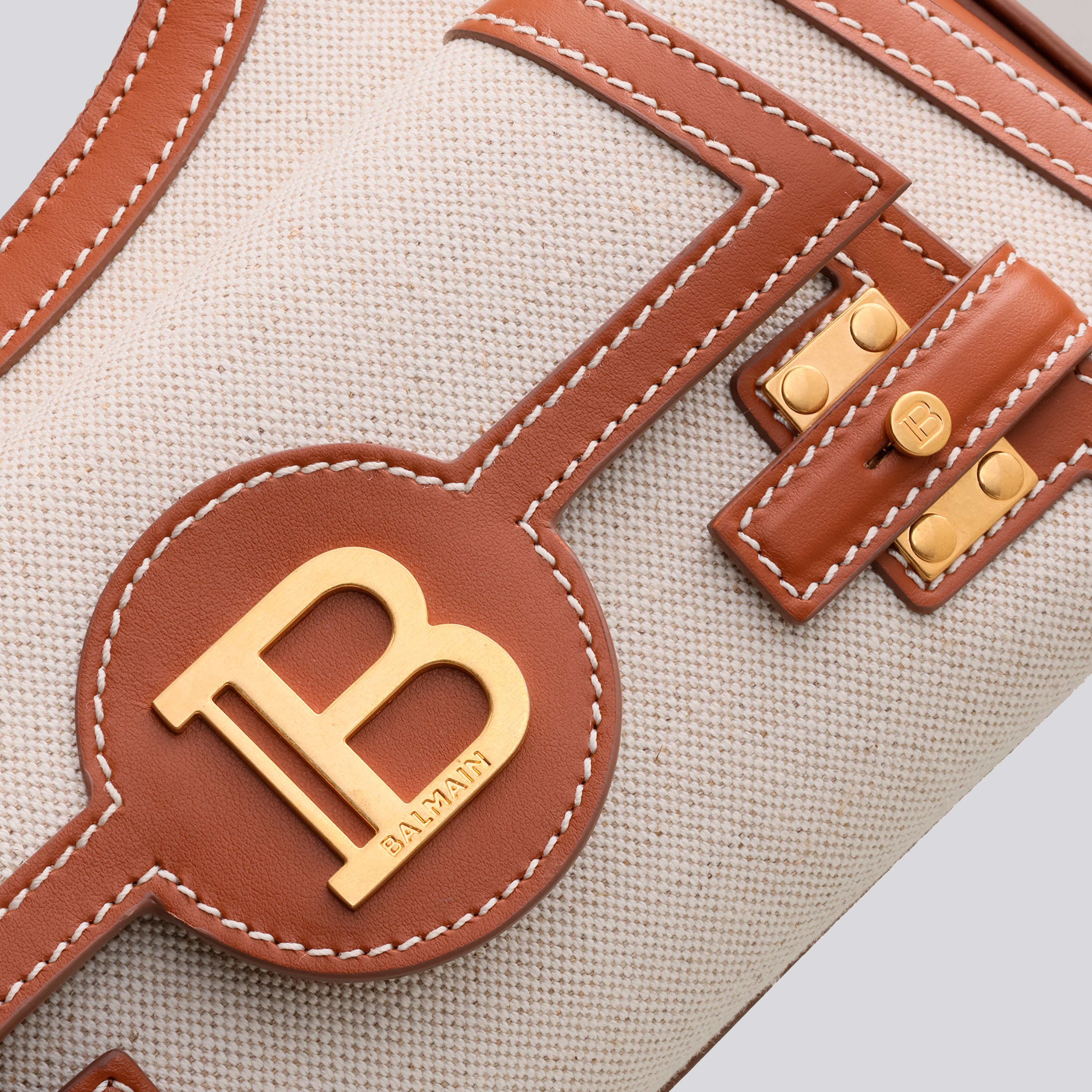 Cartera Beige Balmain B-Buzz Hobo-Canvas