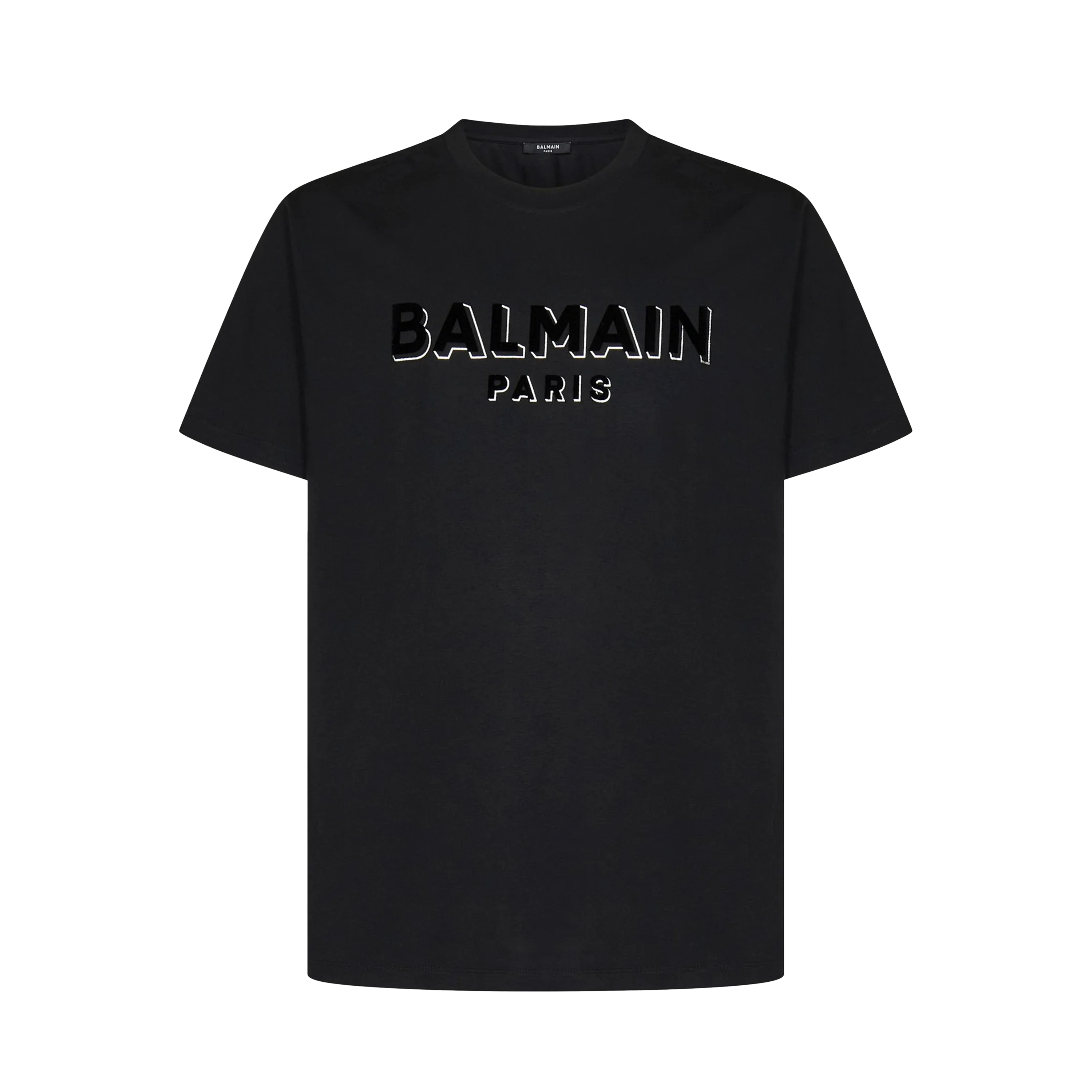 Camiseta Negra Balmain Flock & Foil