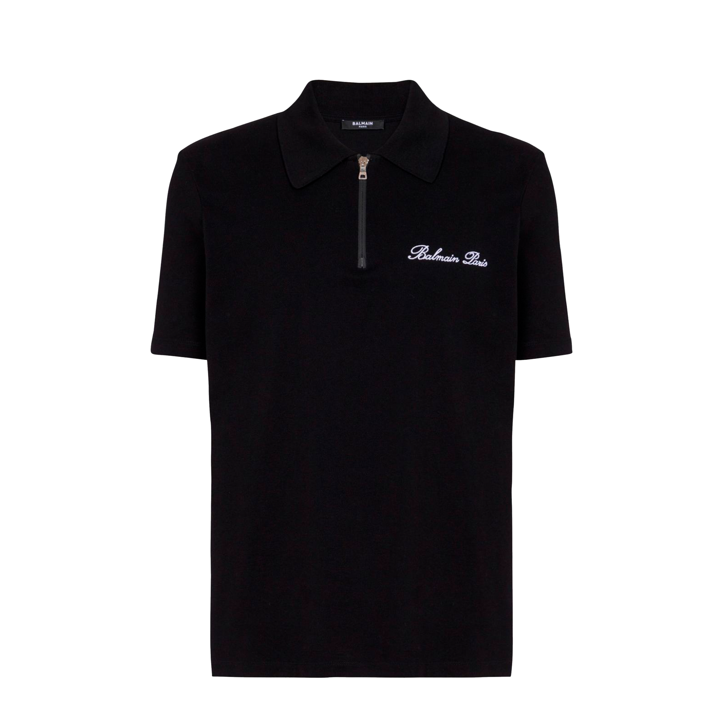 Camiseta Tipo Polo Negra Balmain Laminato