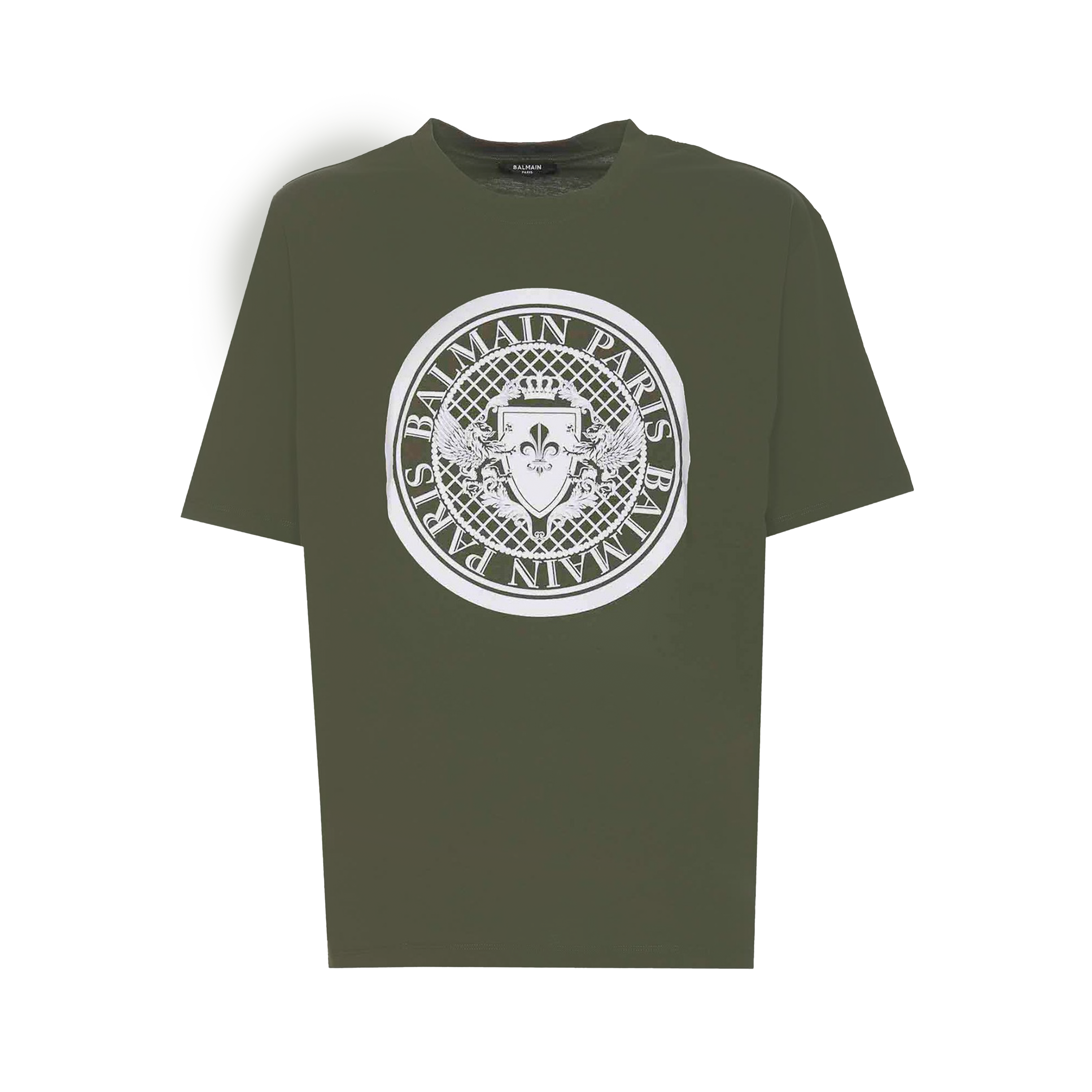 Camiseta Verde Balmain Coin Flock