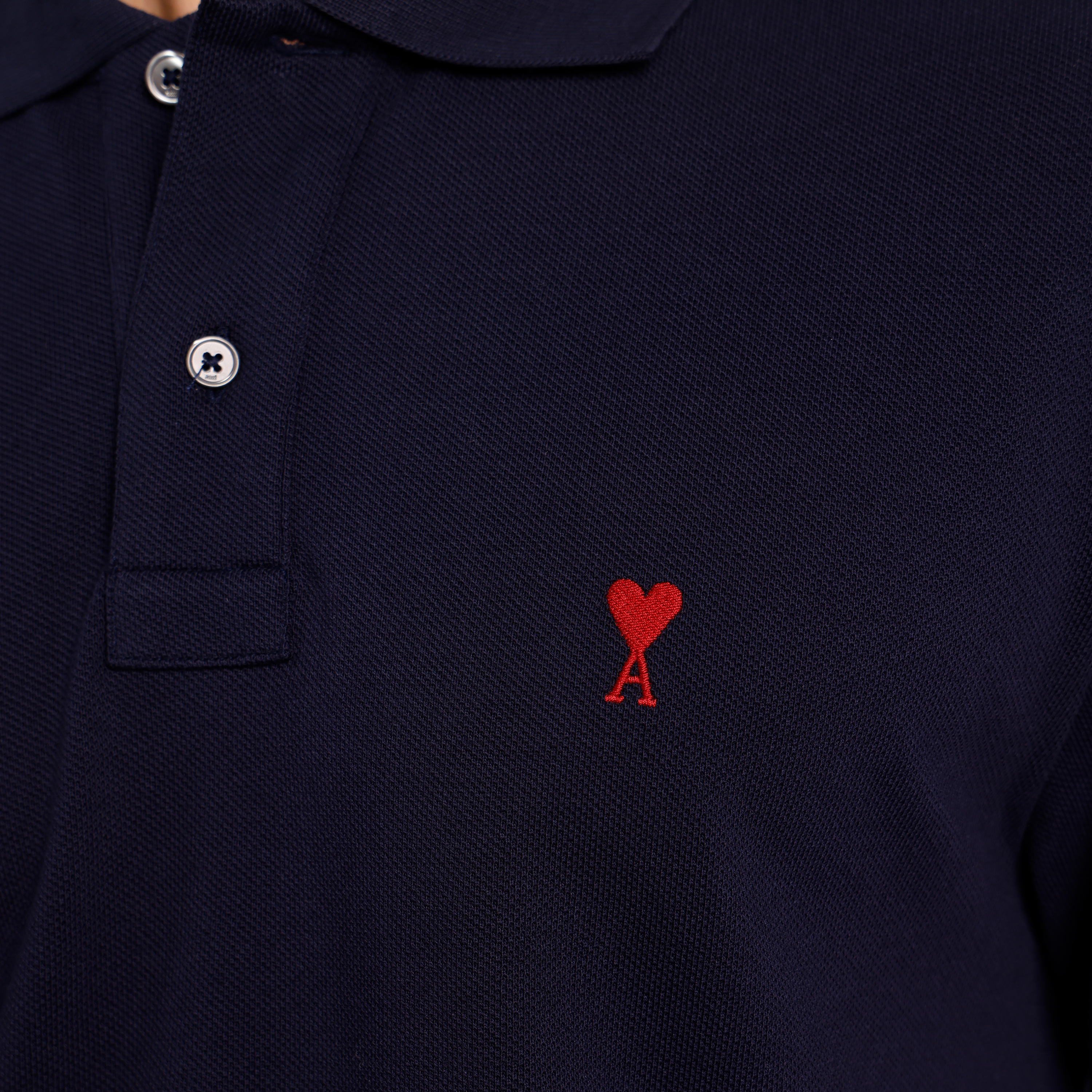 Camiseta Tipo Polo Azul Ami Paris Coeur