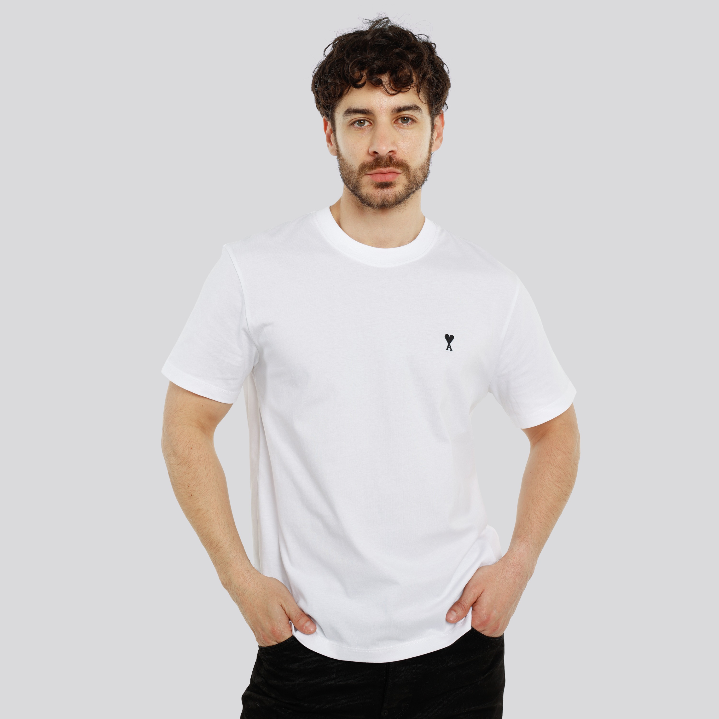 Camiseta Blanca Ami Paris Coeur Contrasted