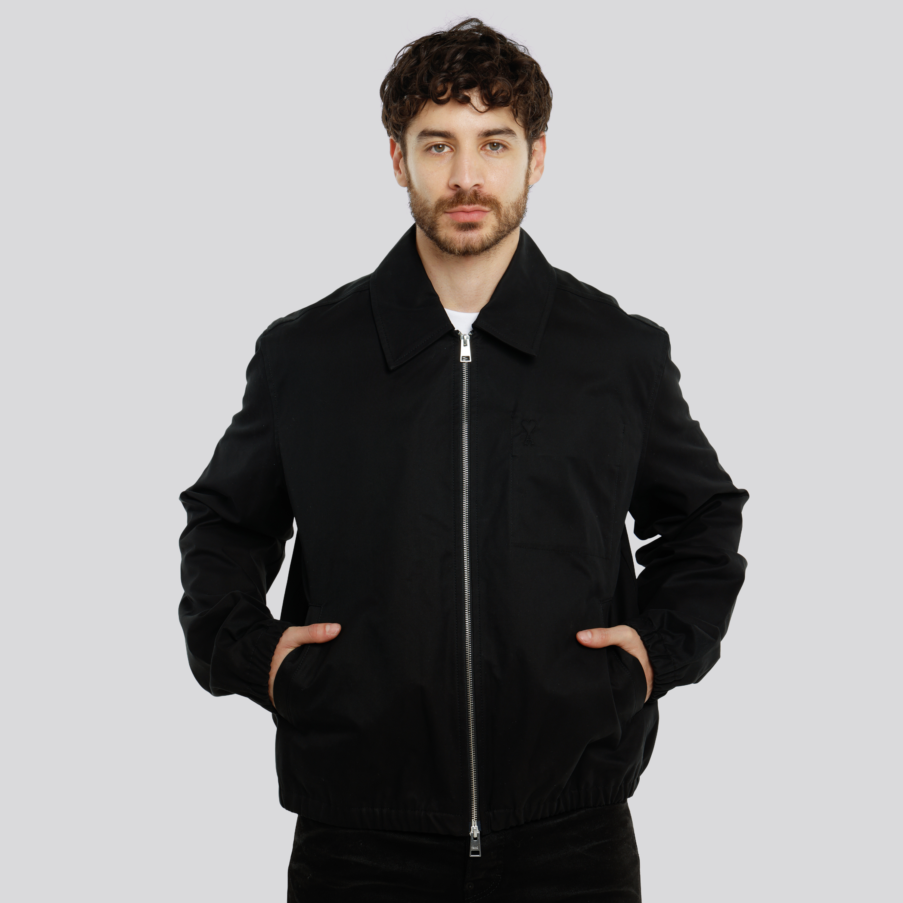 Chaqueta Negra Ami Paris Zipped