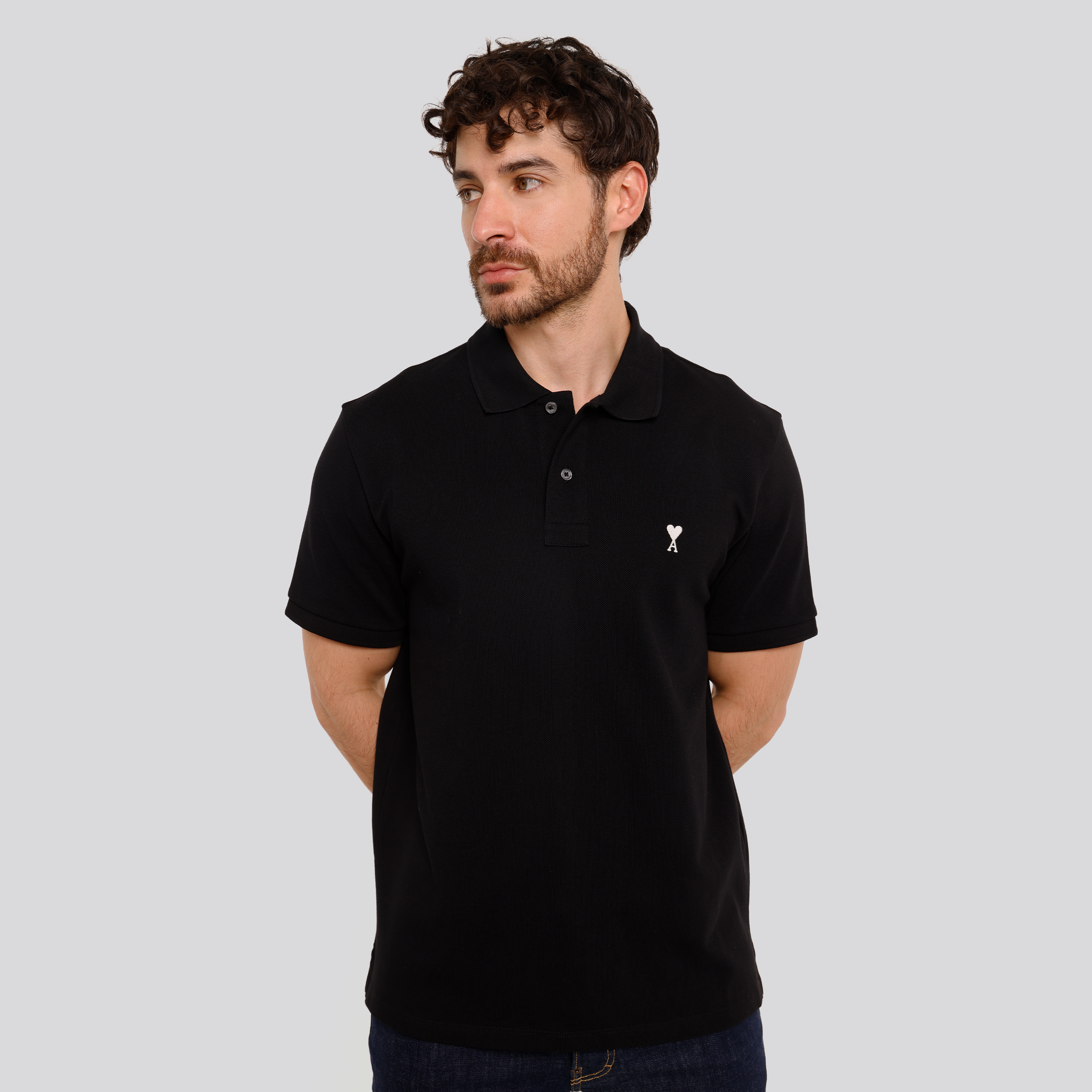 Camiseta Tipo Polo Negro Ami Paris De Coeur