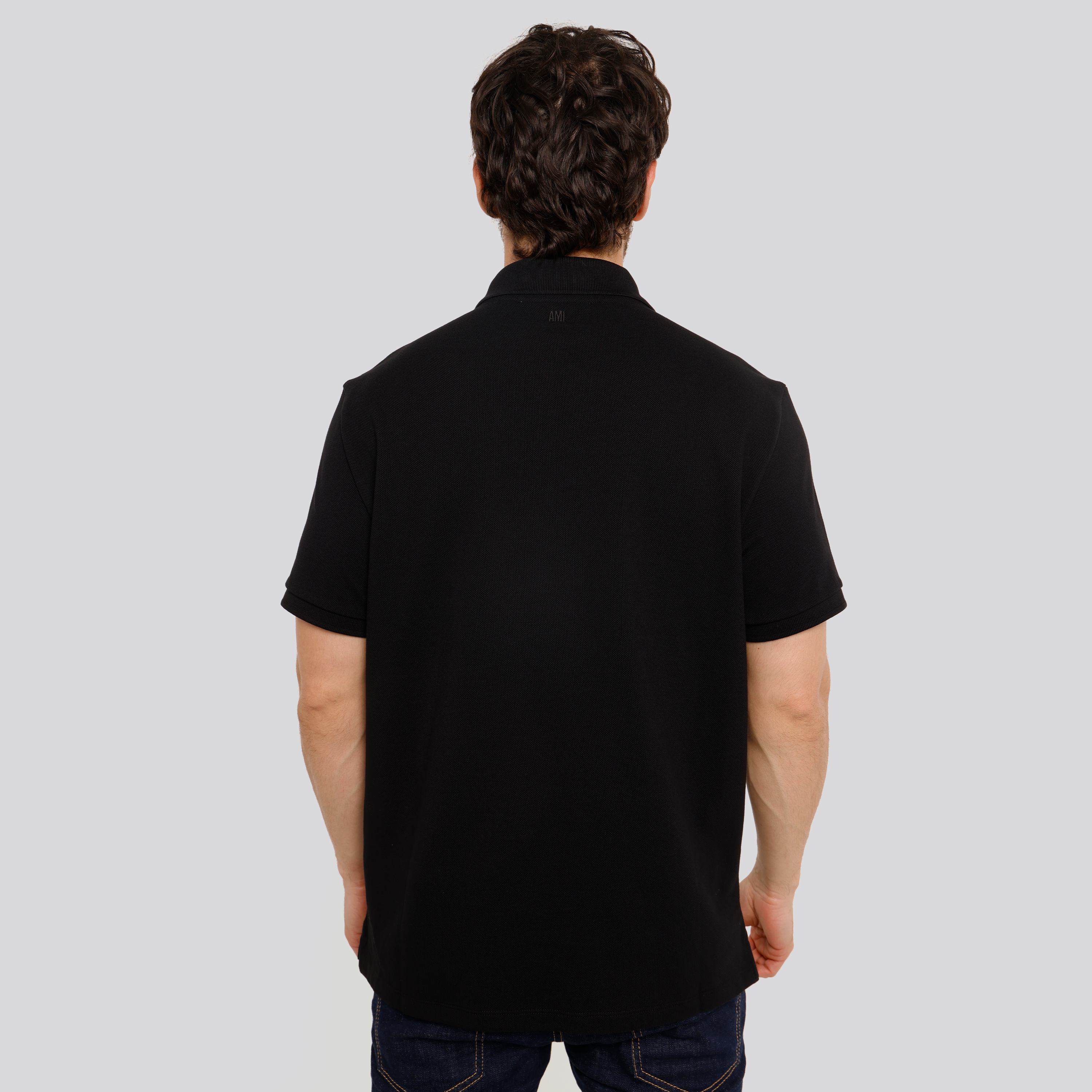 Camiseta Tipo Polo Negro Ami Paris De Coeur