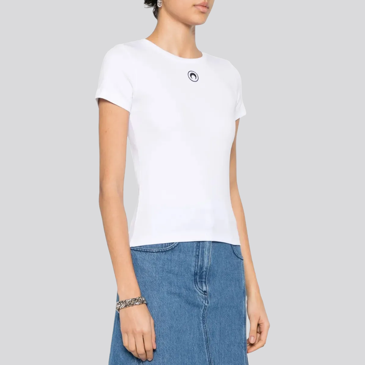 Camiseta Blanca Marine Serre Moon Logo Ribbed