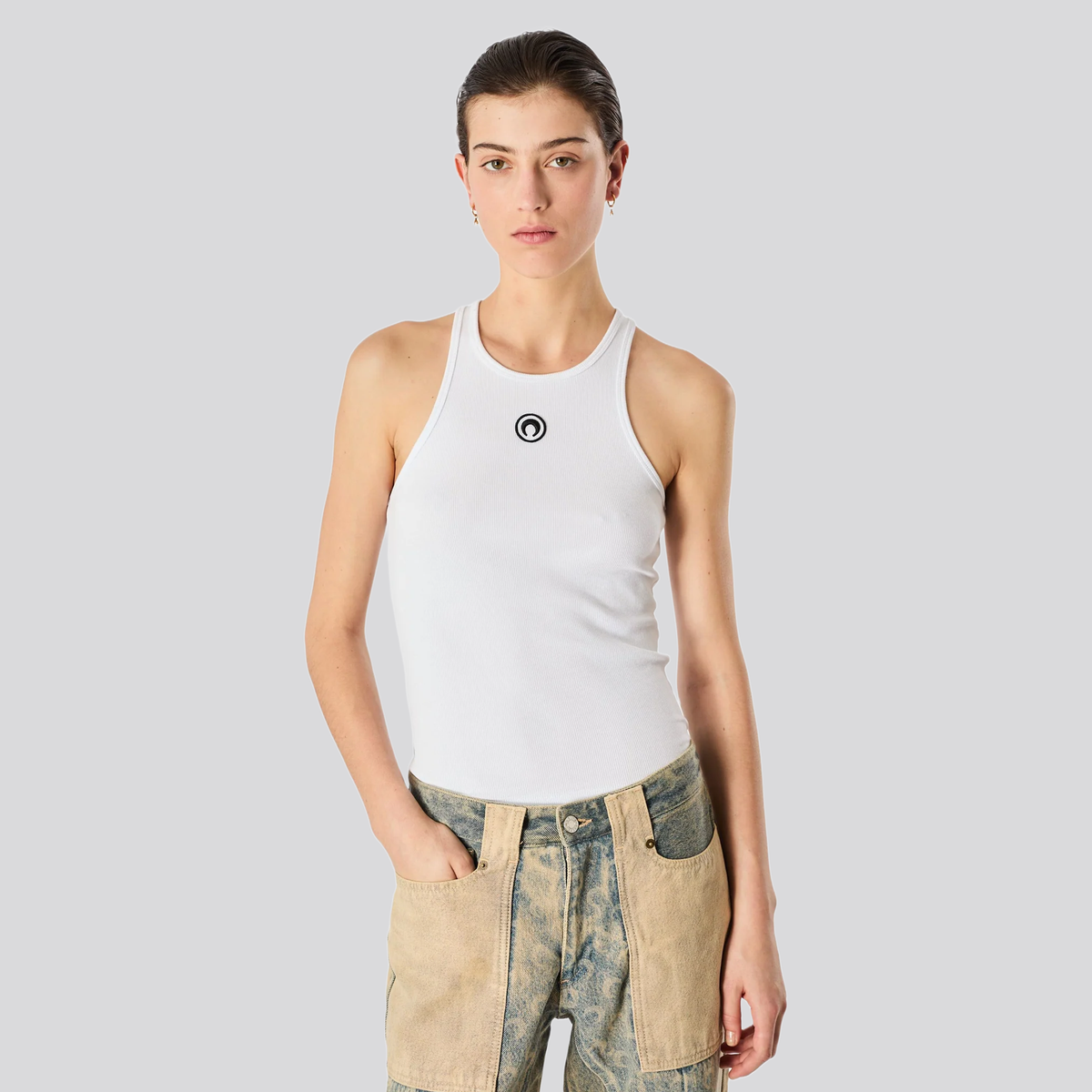Top Blanco Marine Serre Moon Logo Ribbed