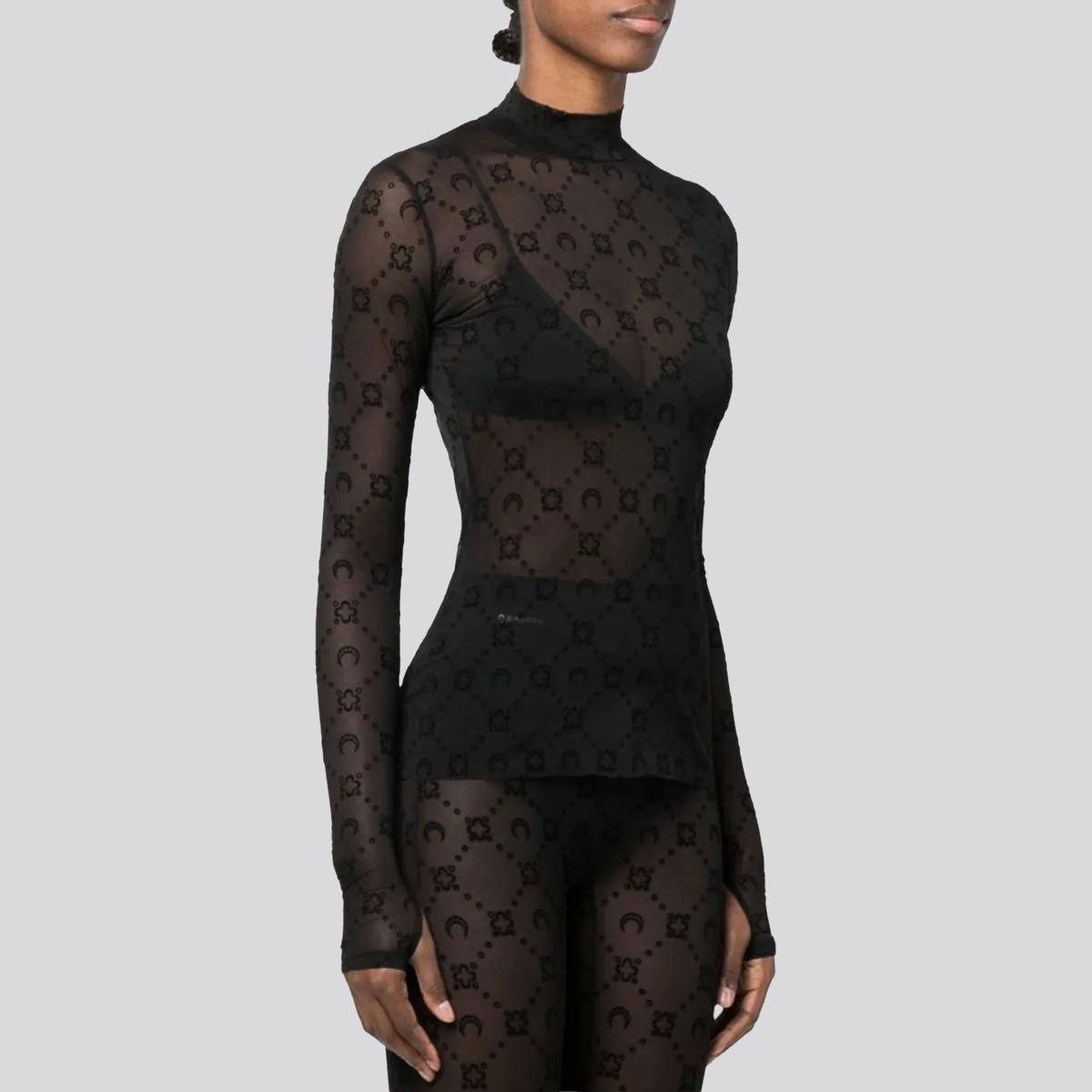 Top Negro Marine Serre Moonogram Highneck