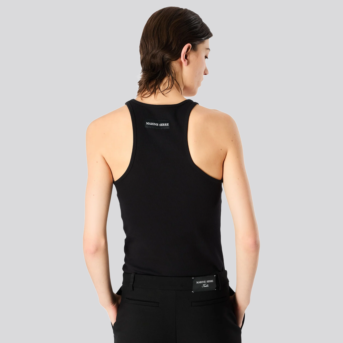 Top Negro Marine Serre Moon Logo Ribbed