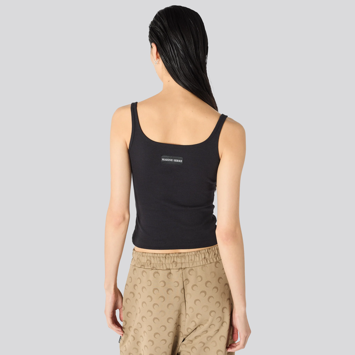 Top Negro Marine Serre Moon Logo Ribbed Tank