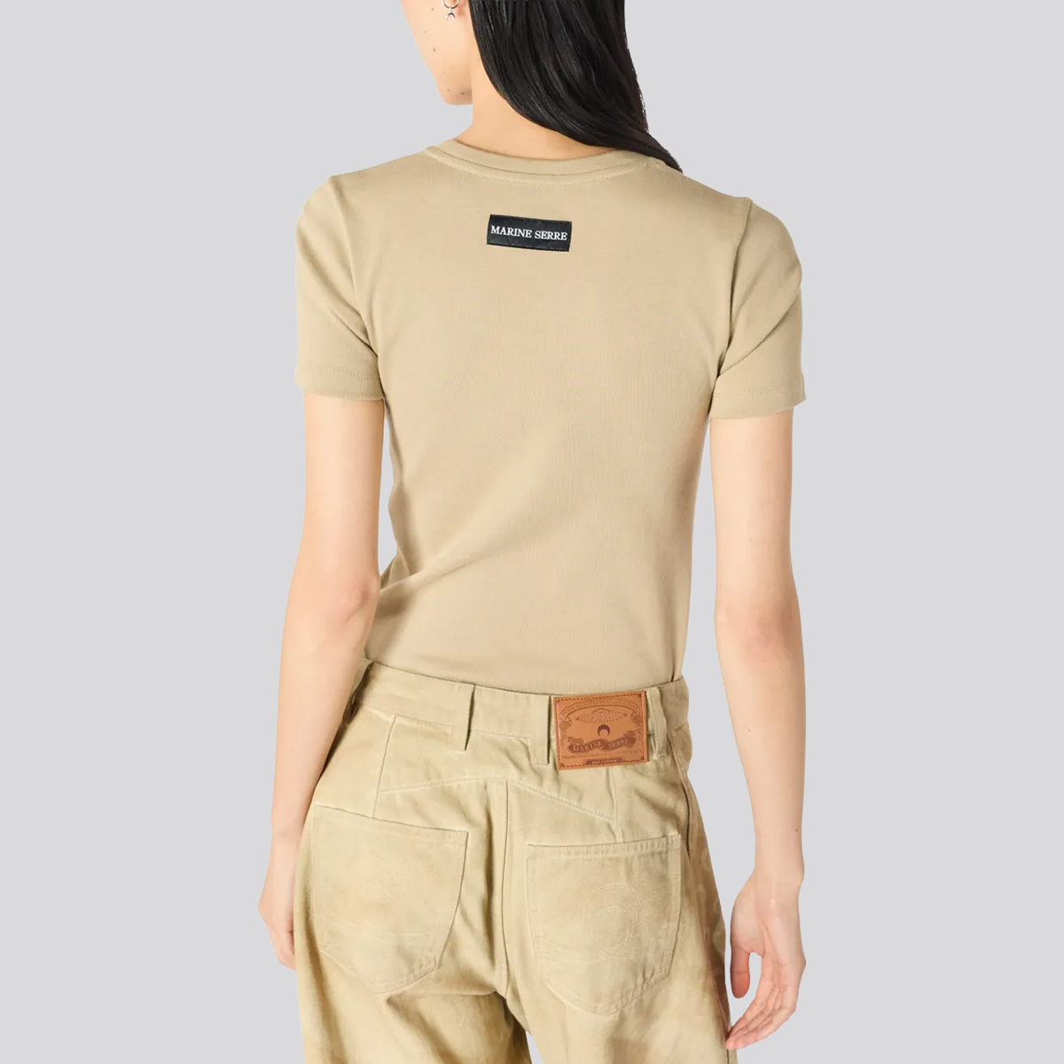 Camiseta Beige Marine Serre Moon Logo Ribbed