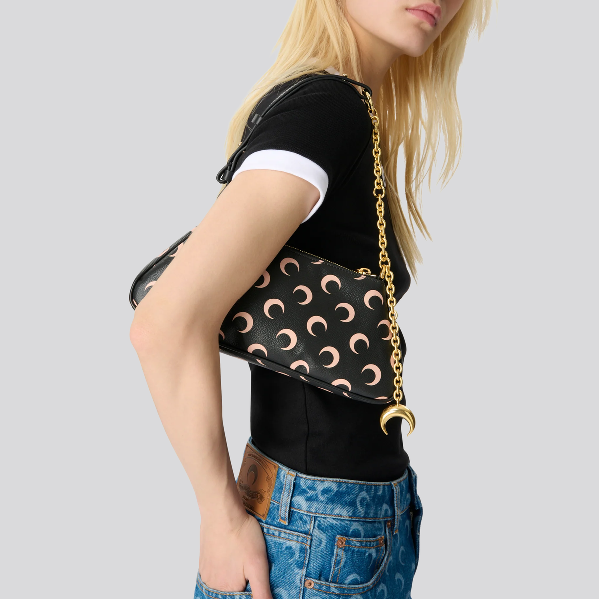 Cartera Negra Marine Serre Inverse Moon Canvas