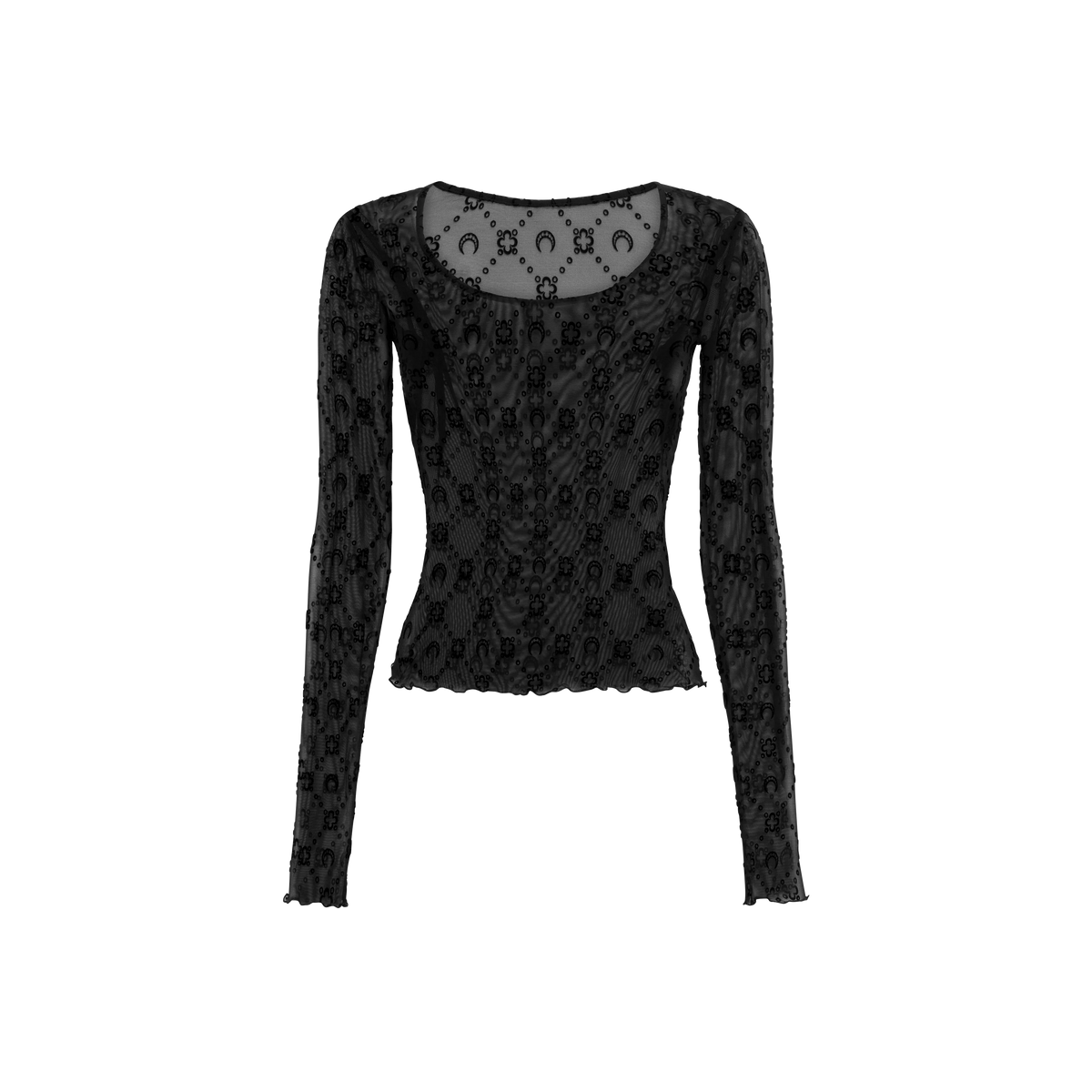 Top Negro Marine Serre Monogram Mesh Flock