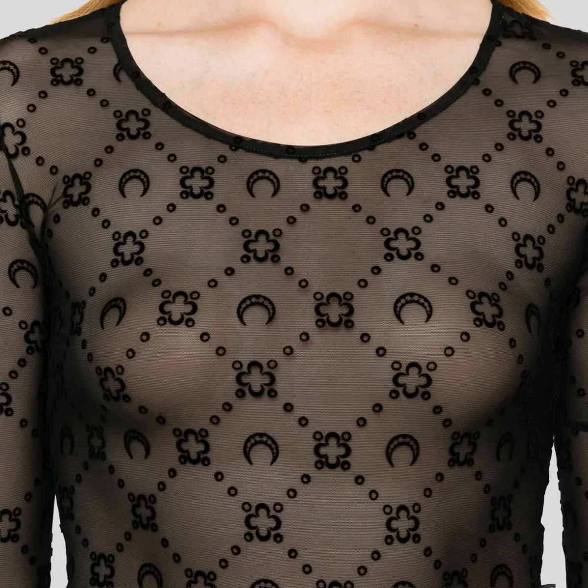 Top Negro Marine Serre Monogram Mesh Flock